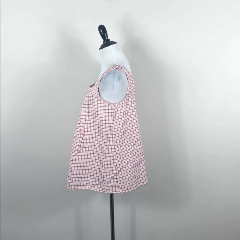 Max Studio Top Red Plaid Linen Blend Tank - Image 5