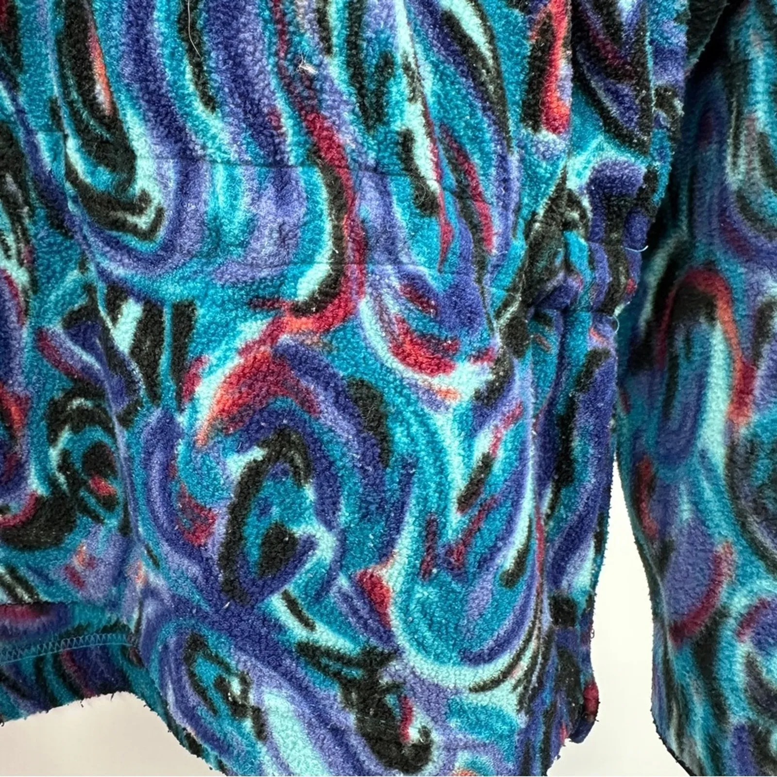 Vintage 90s Nike Fit Colorful‎ Swirl Printed 1/2 Zip Long Sleeve Fleece Jacket S - Image 5