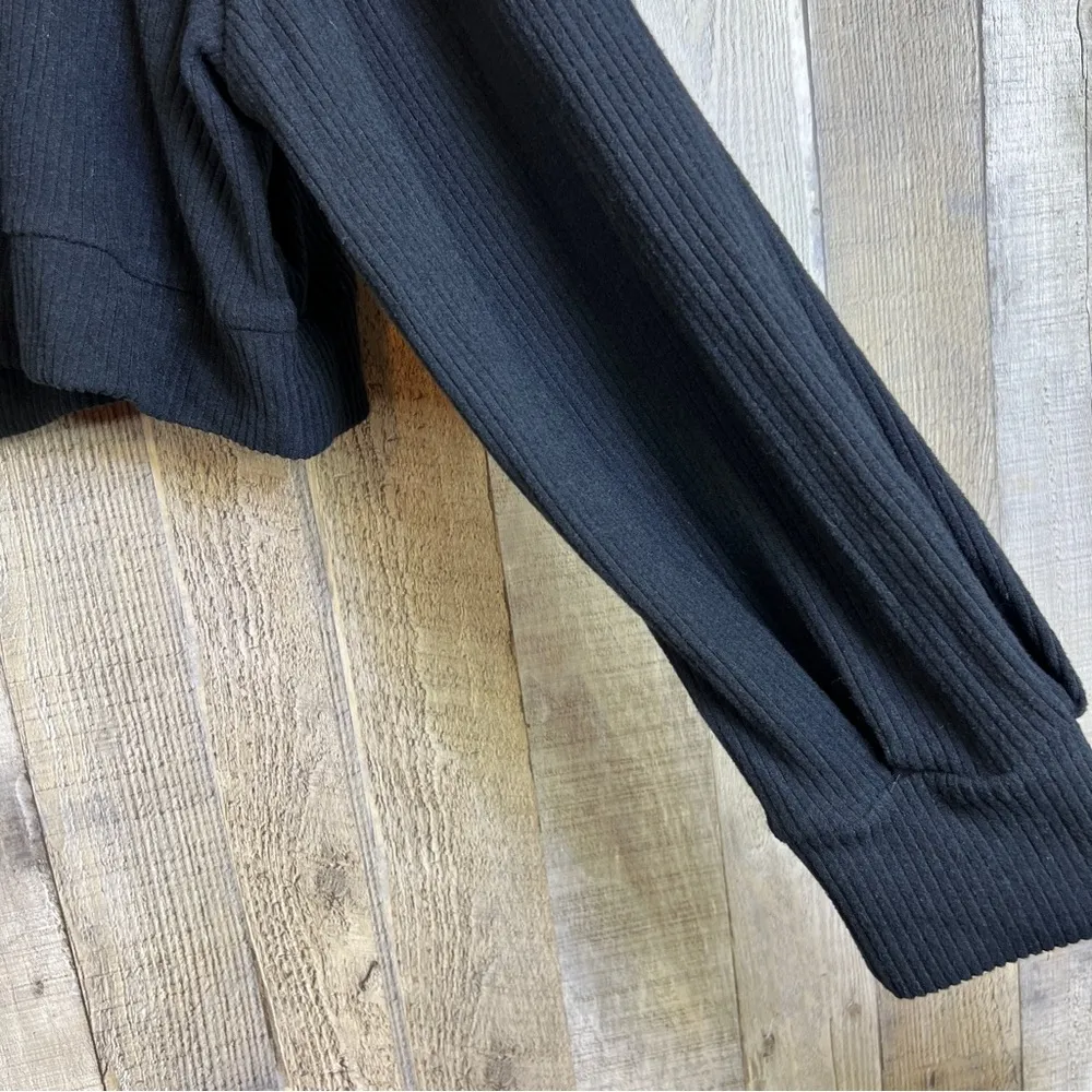 Isabel XXL Black Ribbed Cropped Maternity Crewneck Long Sleeve Top Size undefined - Image 6