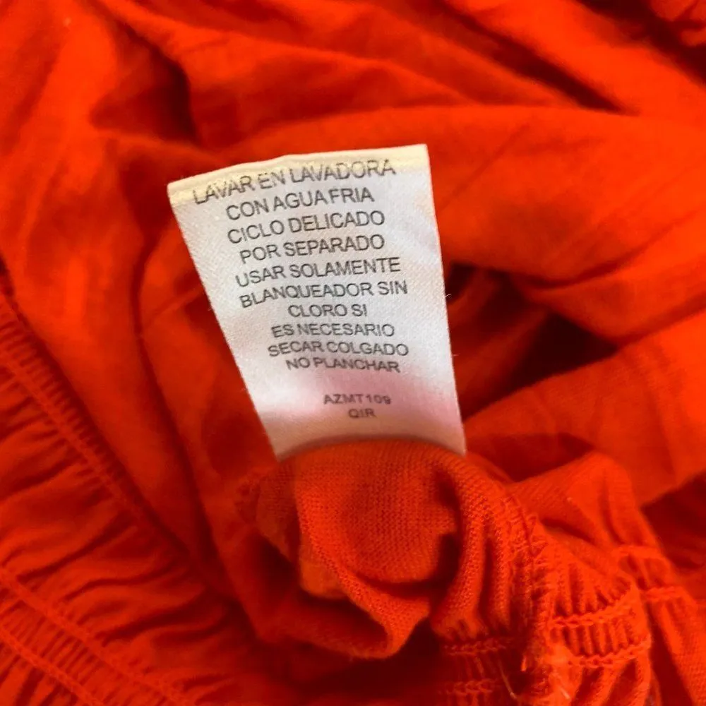 Allison Brittney Women's 3/4 Sleeved Red V-Neck Elastic Waist Blouse Size Large - Image 7