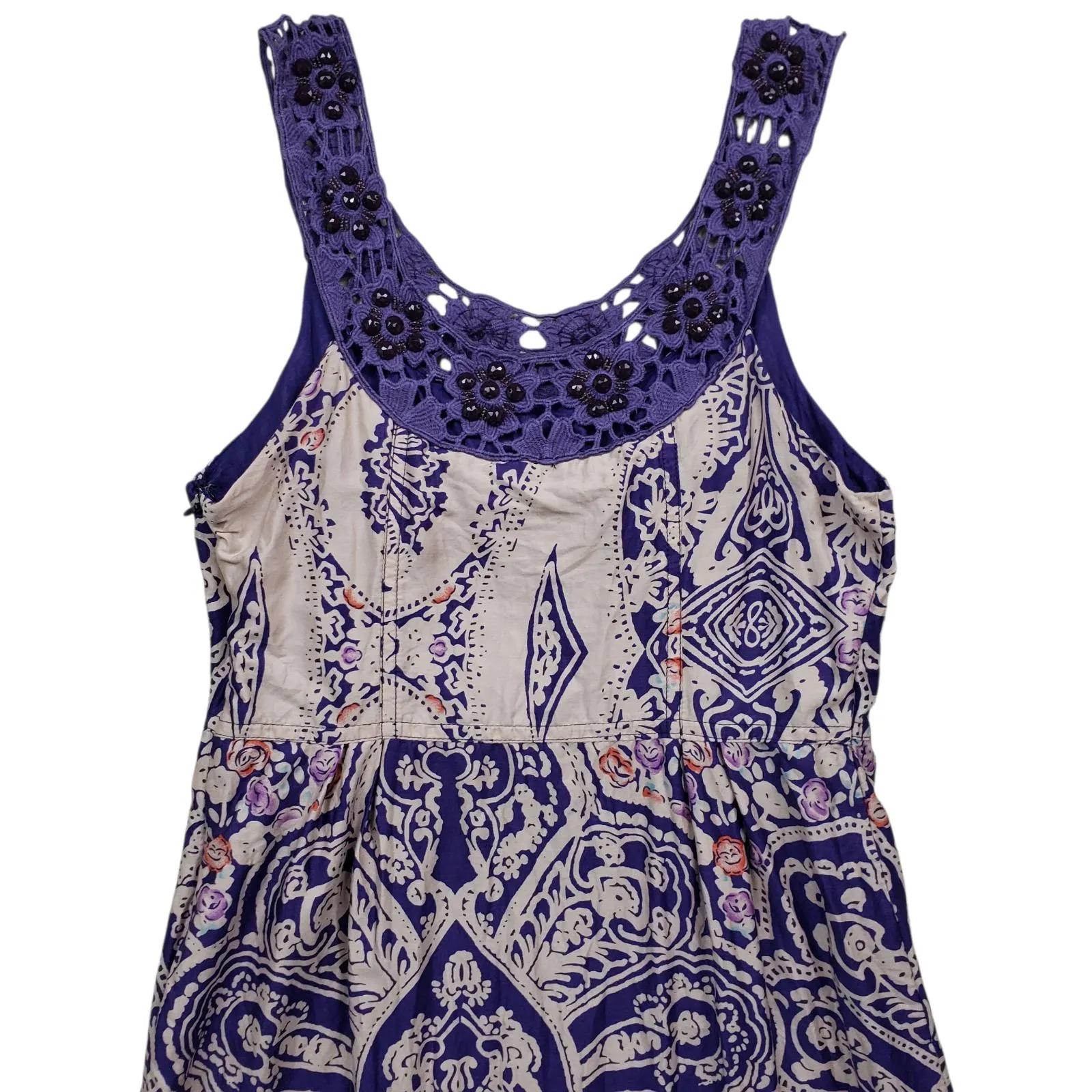 Free People Folklore Paisley Dress Womens Size 4 Jewel Trim Boho - Image 12