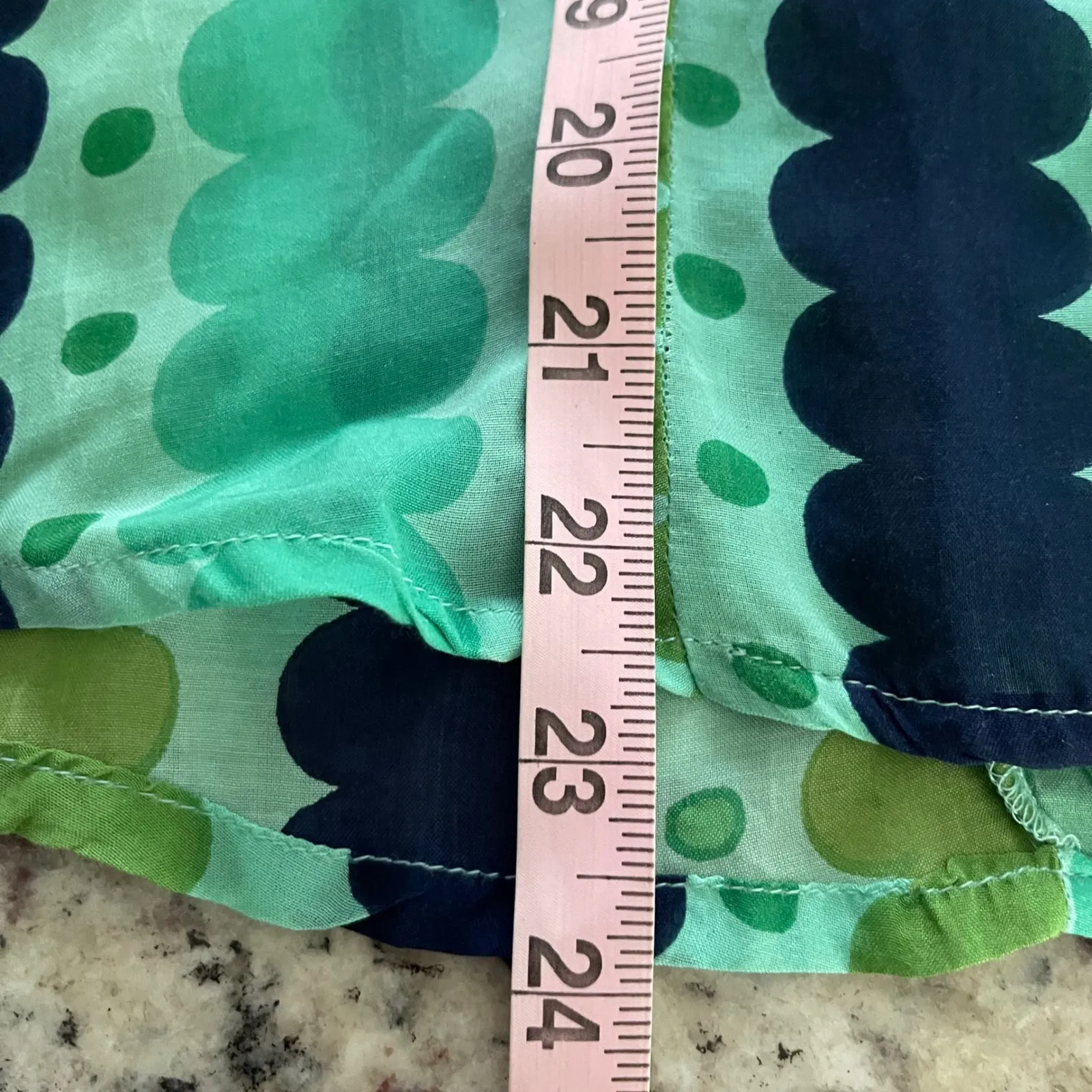 Oliphant Meko Side Ruffle Top Green Scallop Dot Print Silk Cotton Blend Medium - Image 8