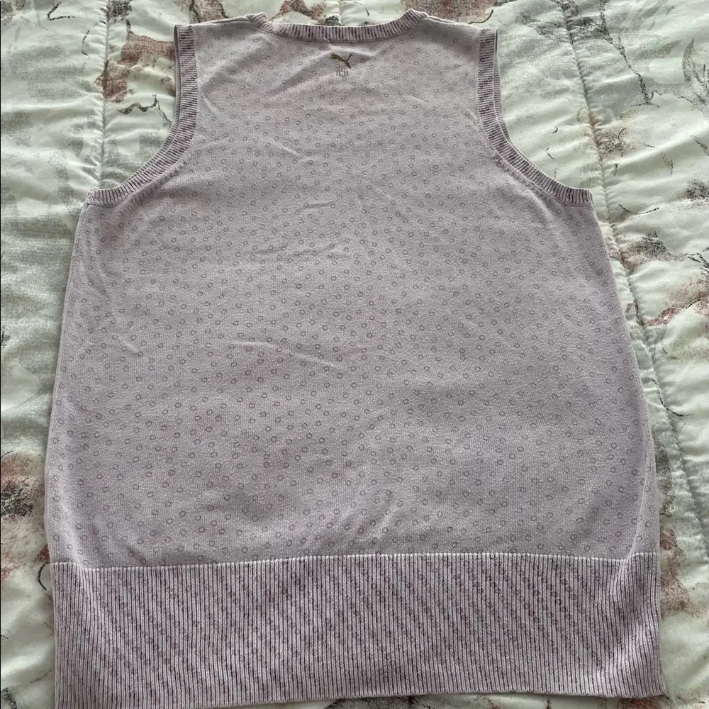 Puma Y2K lavender animal prints cotton preppy academia summer golf vest, size S - Image 9