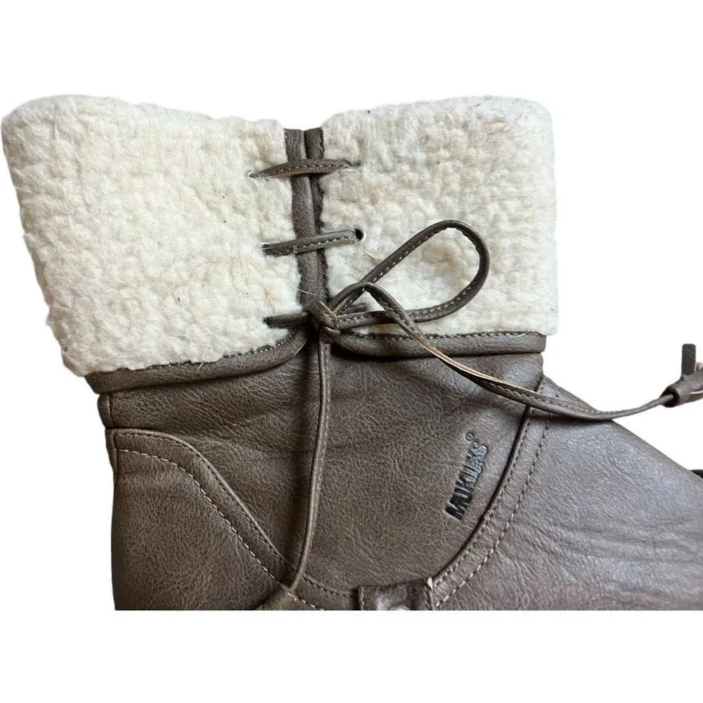 Womens Muks Luks Vegan Leather Shirley Slate Gray Sherpa Boot Bootie - Image 2