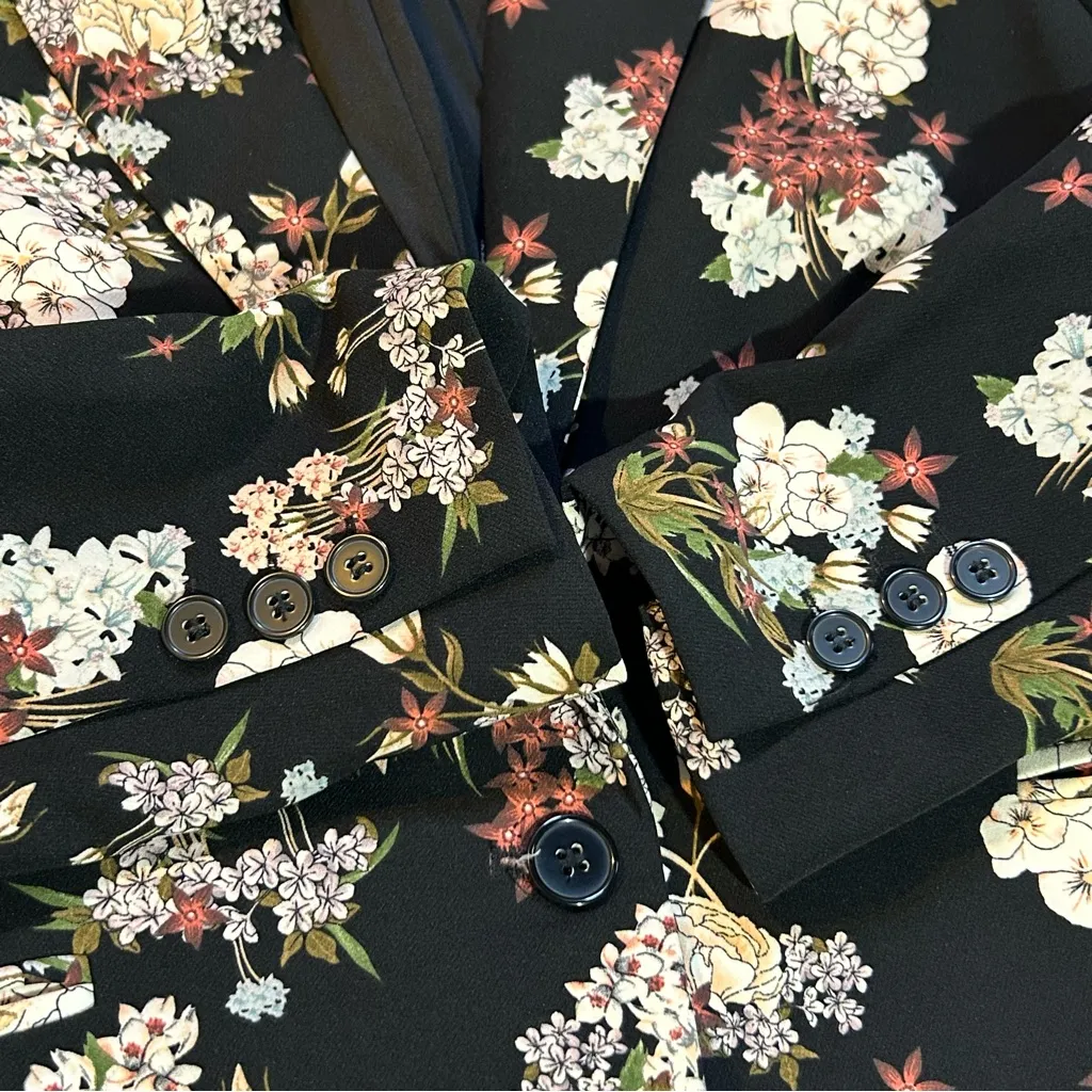 Shabby Chic Cynthia Rowley Black Floral Stretch Lined Blazer Size Medium - Image 8