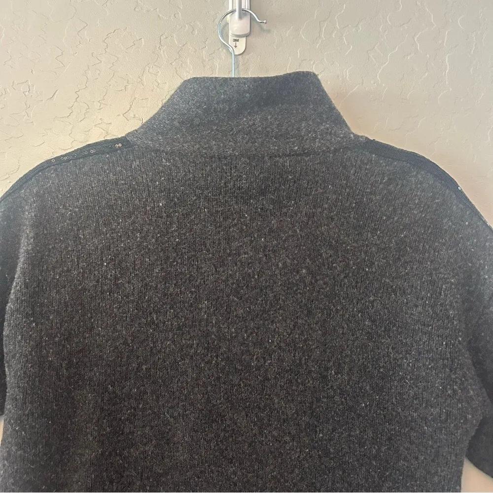 Soft Surroundings black 100% merino wool cardigan sweater coat with sequins med - Image 15