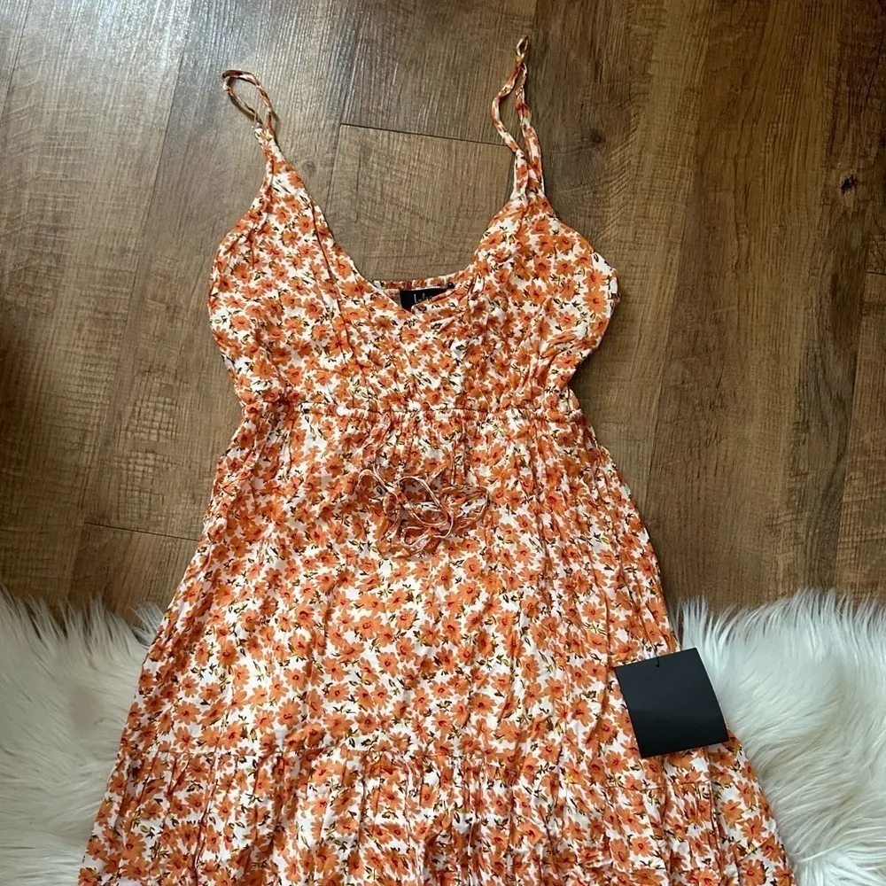 LULU’S Forever Blooming Orange Floral Print Tiered Maxi Dress - Image 6
