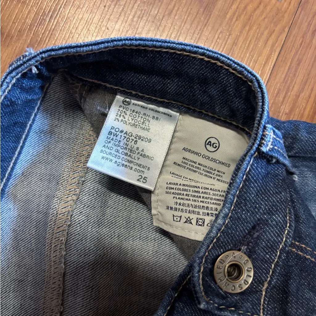 AG Adriano Goldschmied Stevie Cuff Jeans Women 25 Slim Straight Blue - Image 6