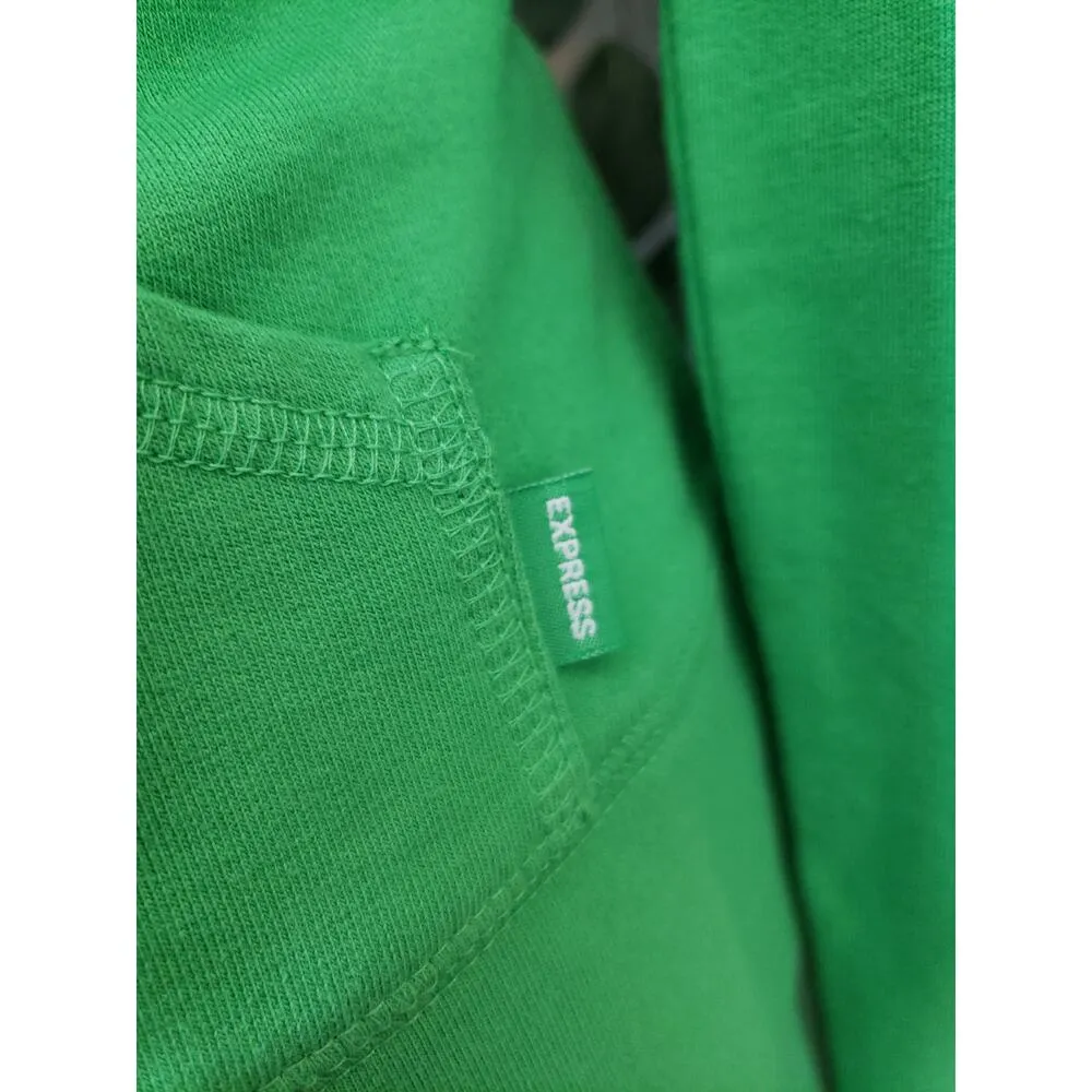 Express Track Suit Womens Medium Green Stripe Active Kangaroo Pocket Full Zip - Image 15