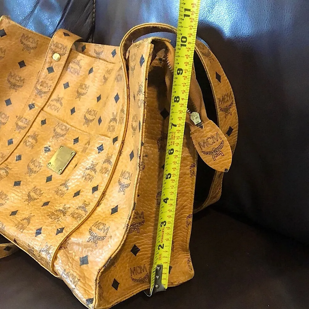 MCM Cognac Vicetos Heritage Top Zipper Closure Shoulder Bag Authentic EUC - Image 12