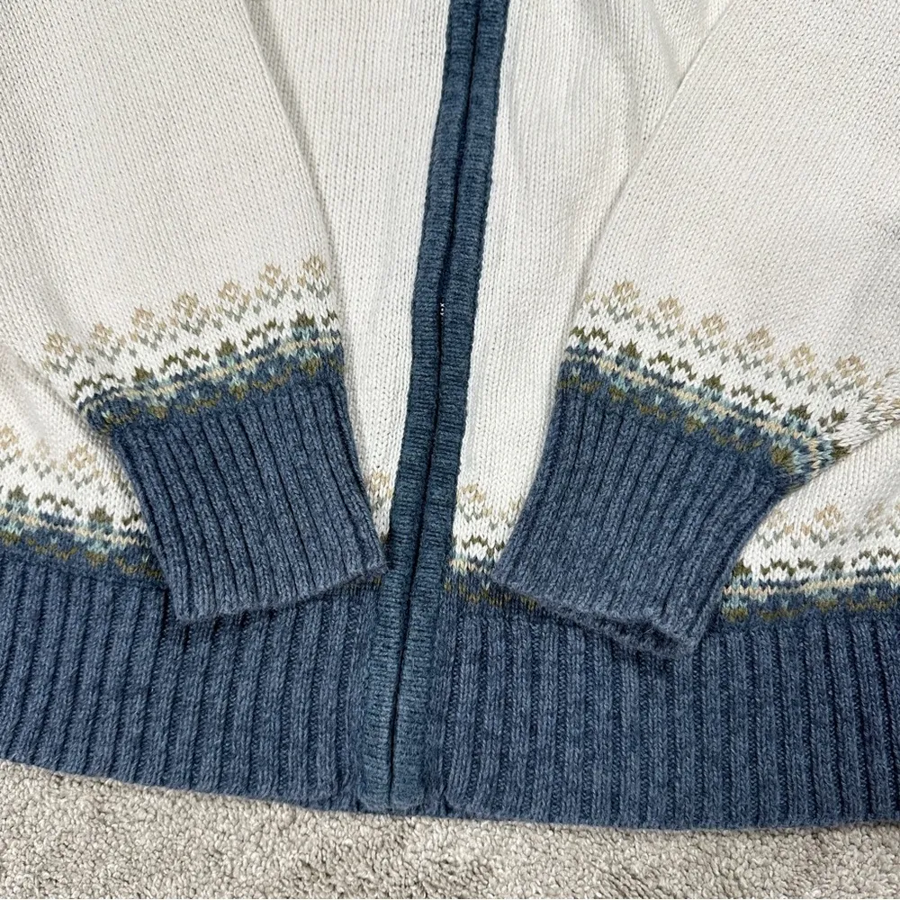 Tiara Cardigan Sweater Full Zip Mock Neck Fair Isle Nordic Ski Blue Tan White 1X - Image 6