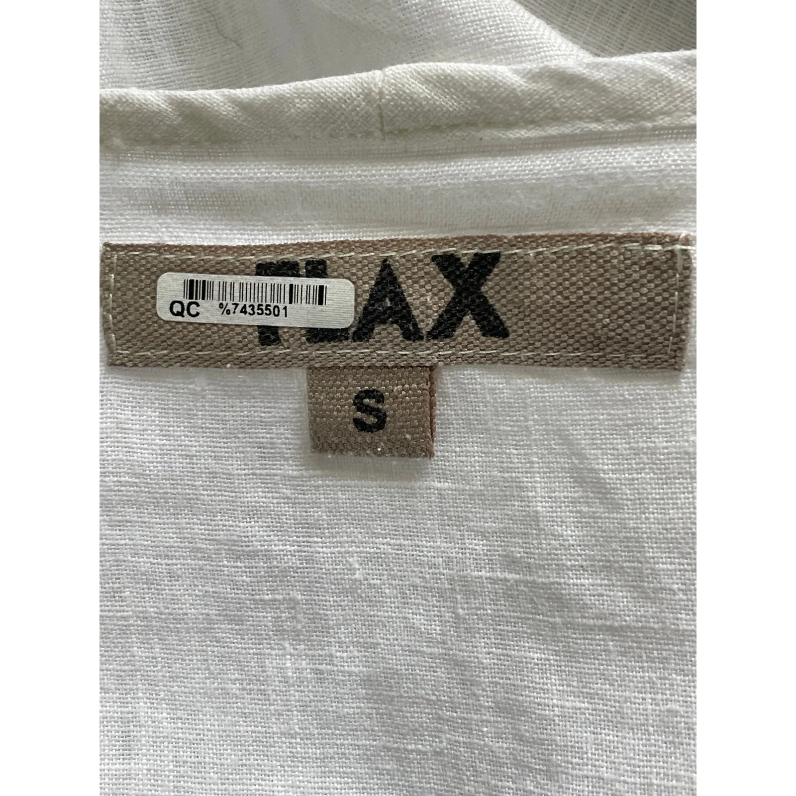 Flax Cream Ivory Linen Scoop Neck Long Sleeve Top Kangaroo Pocket Size Small - Image 4