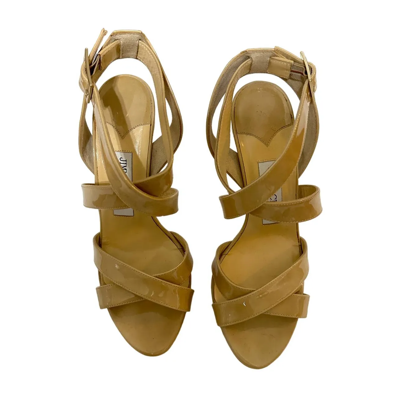 Jimmy Choo Nude‎ Patent Louisa Crisscross Platform heels size 38 $795 - Image 2