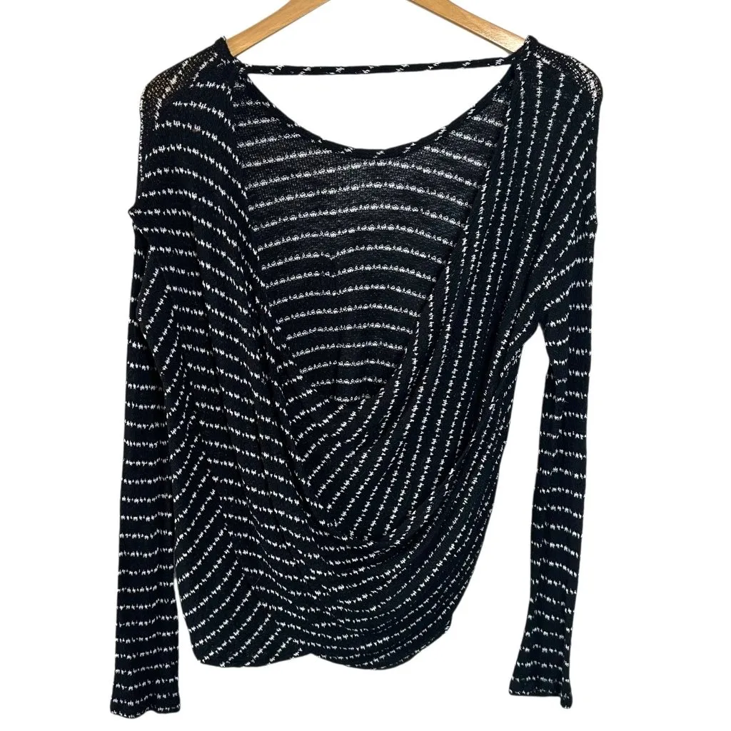 FREE PEOPLE Angel Island Stripe Hacci Slouchy Sweater Twist Back Top Small - Image 4