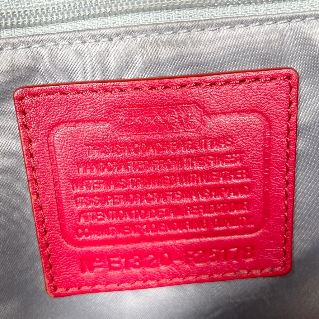 Coach Park Ocelot Print Carrie Tote Bag Satchel Purse Red Leather Logo F25178 - Image 9