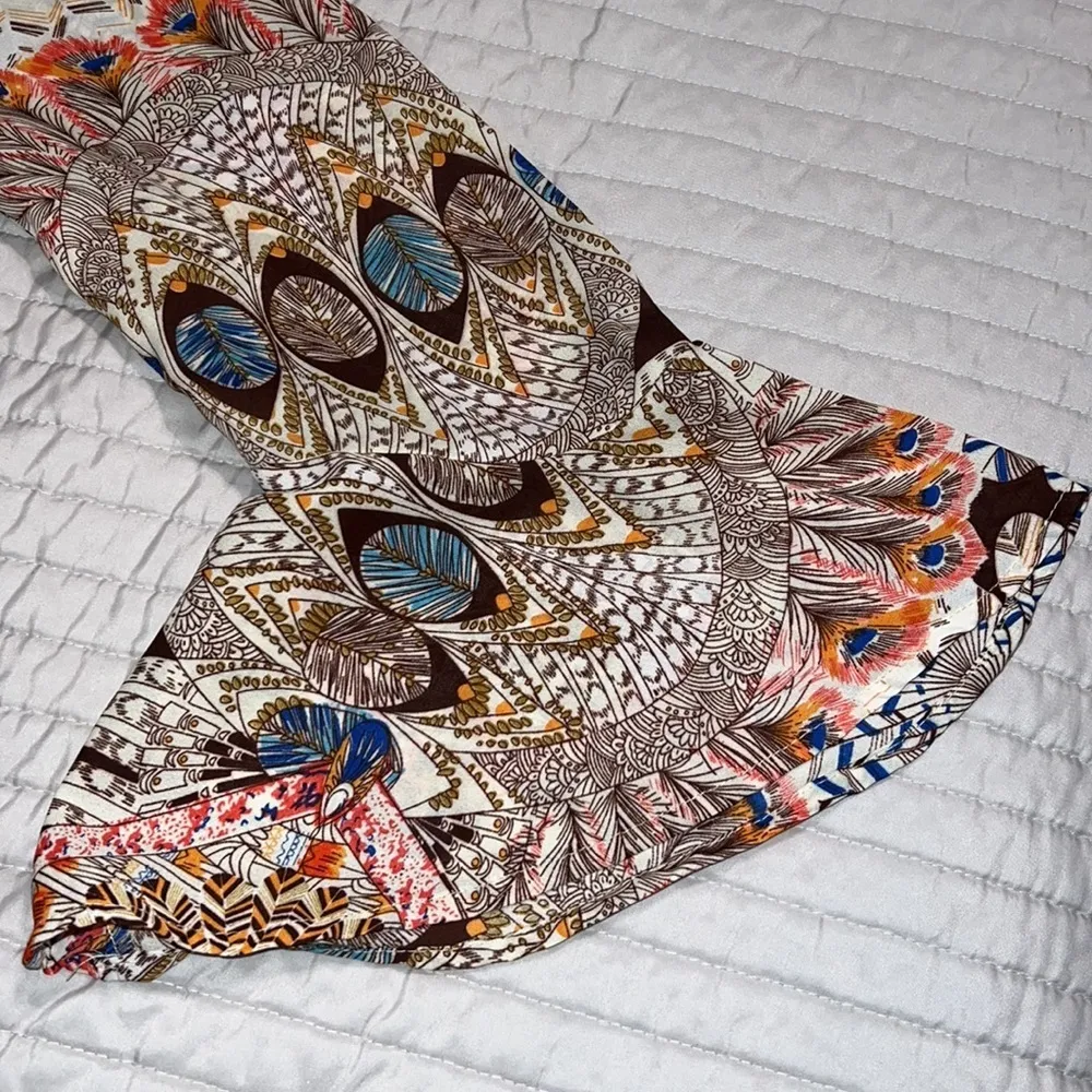 UMGEE small tunic shirt dress hi low fall colors button close front ruffle trim - Image 9