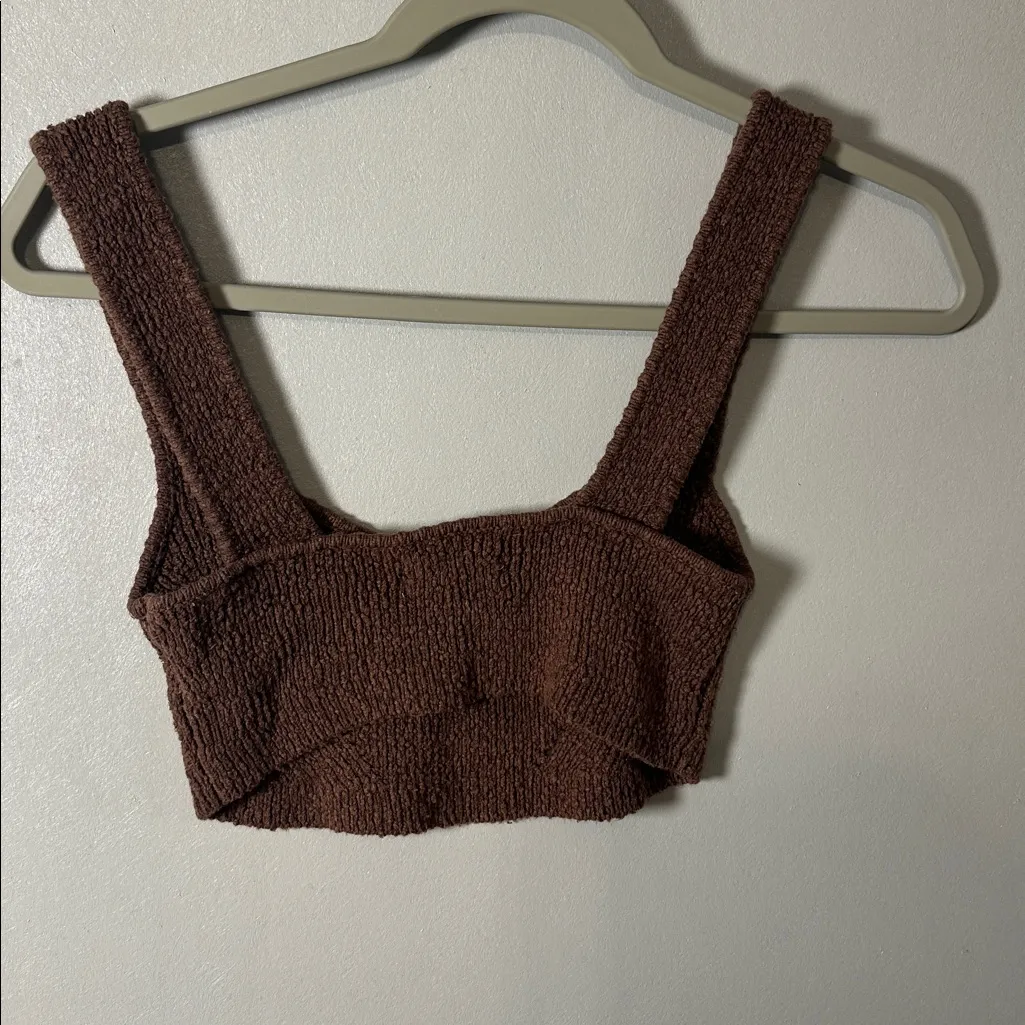 Urban Outfitters Brown‎ Textured Knit Cropped Tank Top Sleeveless Bralette Style - Image 3