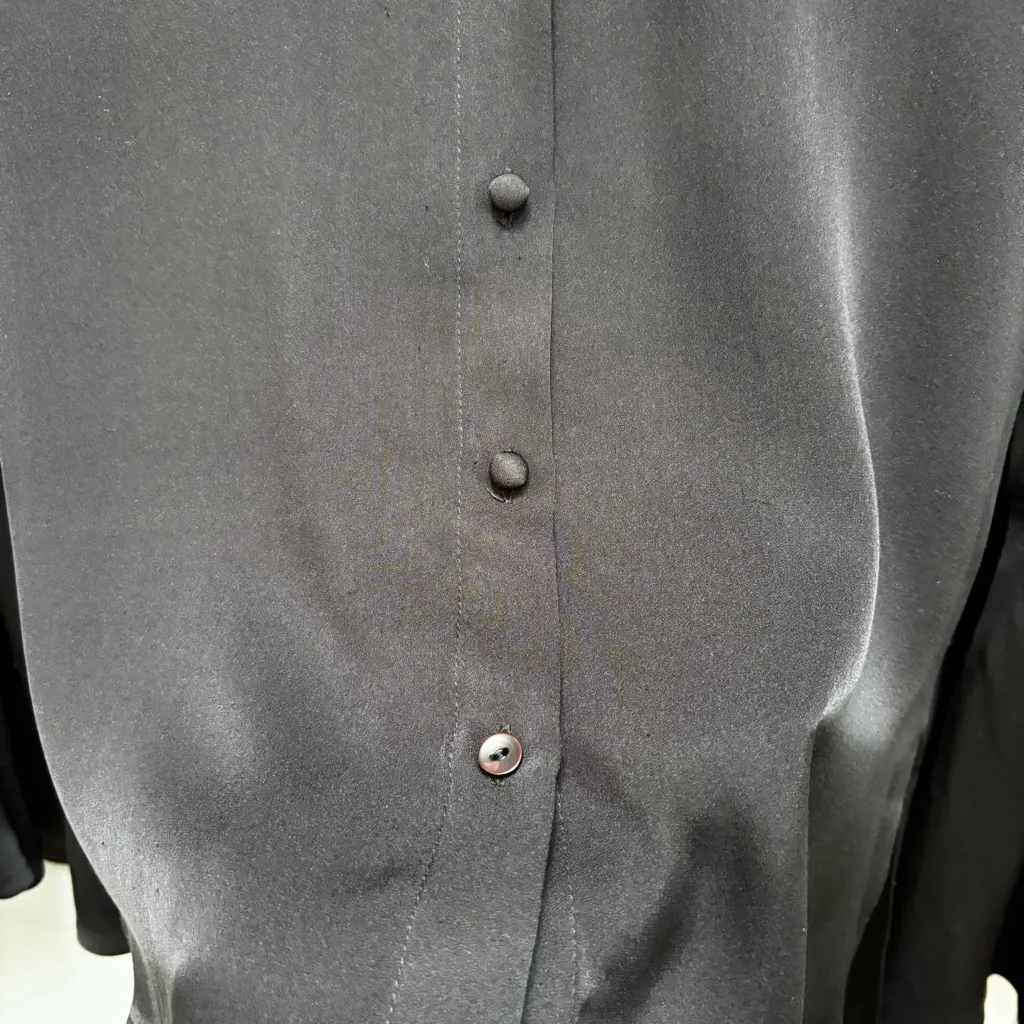 Alice + Olivia Myrtle Trumpet Sleeve Black Silk Blouse XS - Image 9