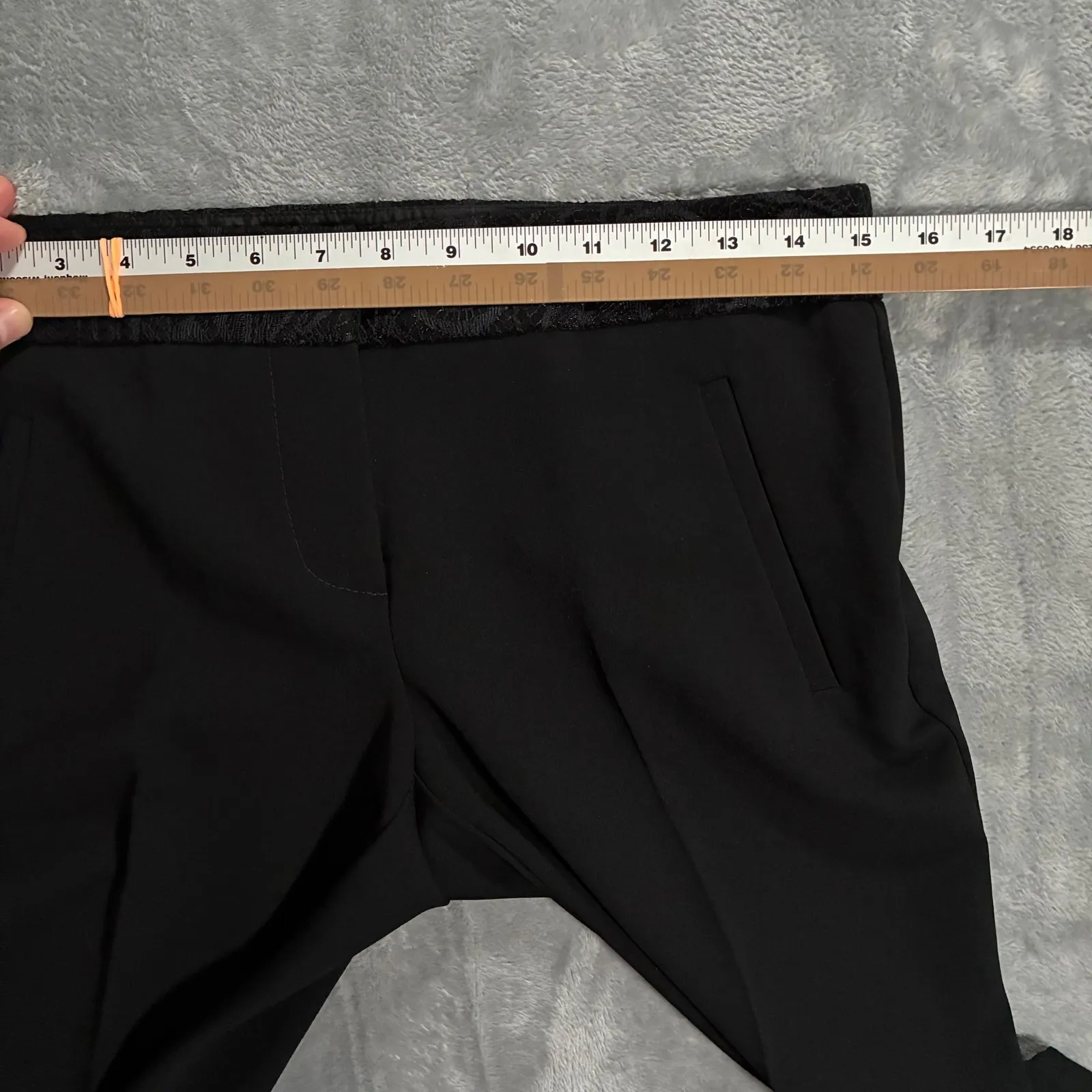 EUC TRINA TURK Black Lace Waist Flare Leg Dress Pants Women's Size 2 - Image 8