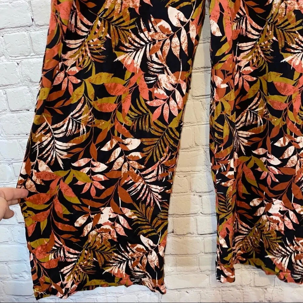 NWT Minx Floral Tropical Rayon Wide Leg Palazzo Pants Black Size L - Image 5