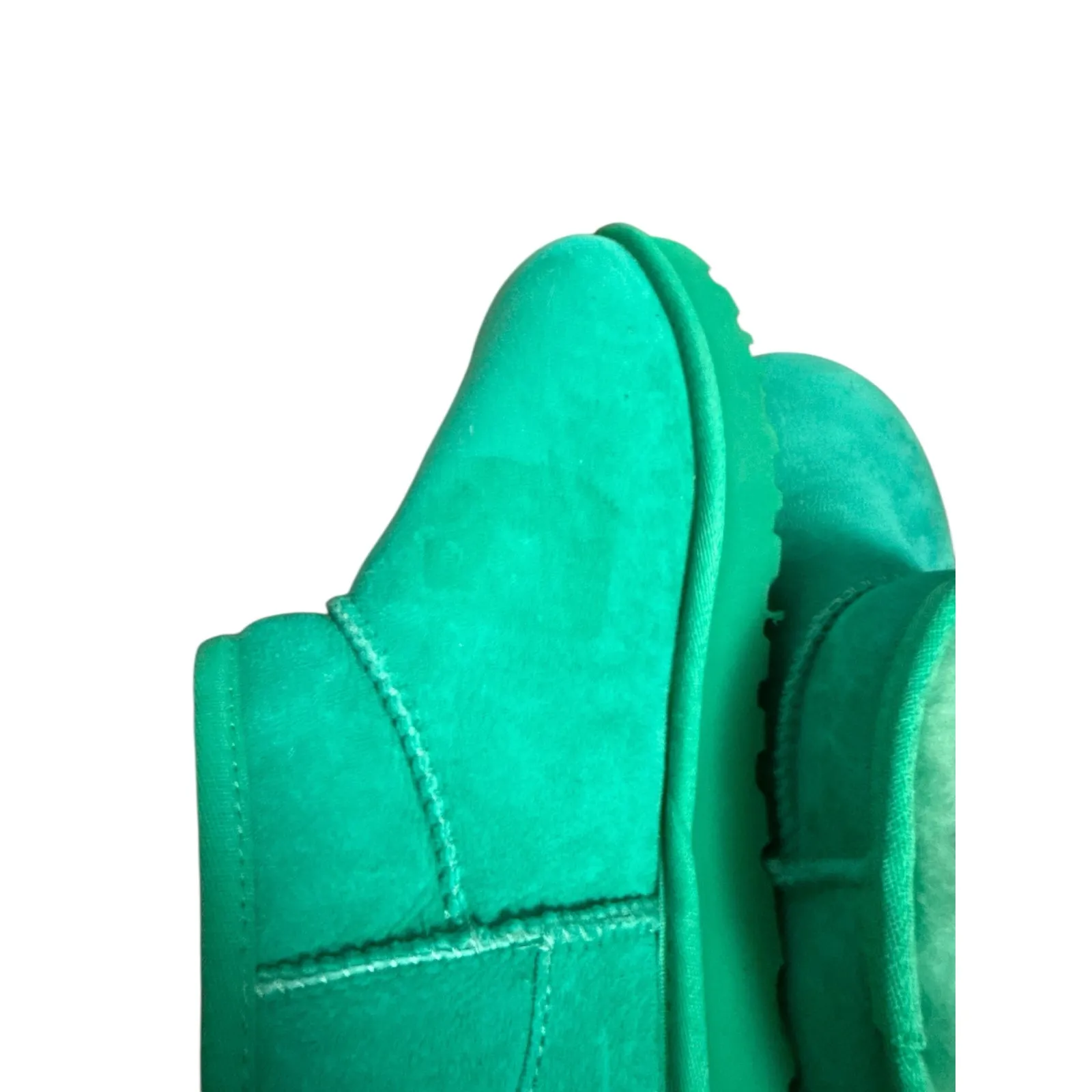 Ugg Classic Ultra Mini Emerald Green Suede Sheepskin Booties Women’s Size 8 - Image 5