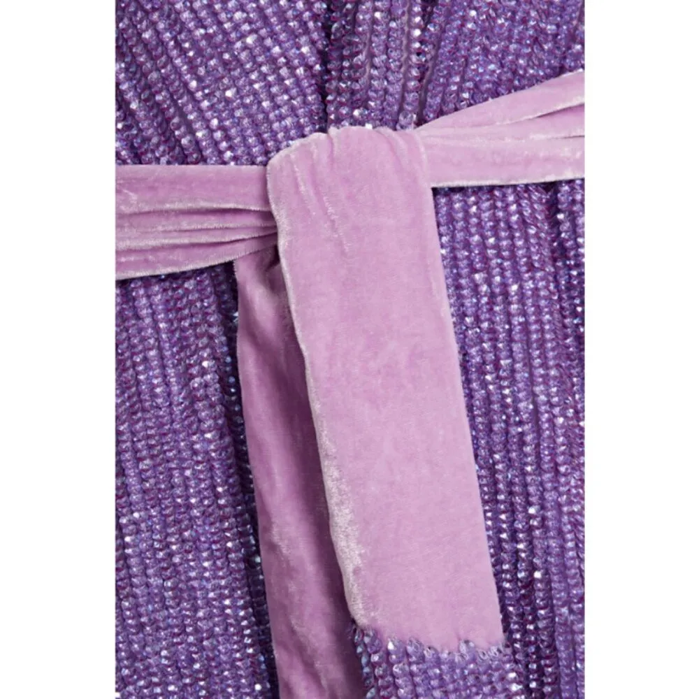 💕RETROFETE💕 Gabrielle Sequin Robe Mini Wrap Dress ~ Violet Small S NWT - Image 9