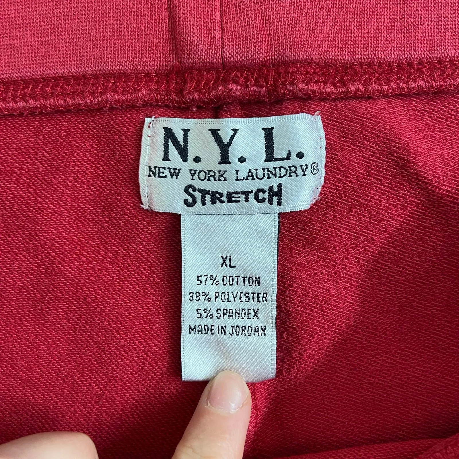 Vintage New York Laundry women's red striped ruched straight pull on sweatpants - Image 7