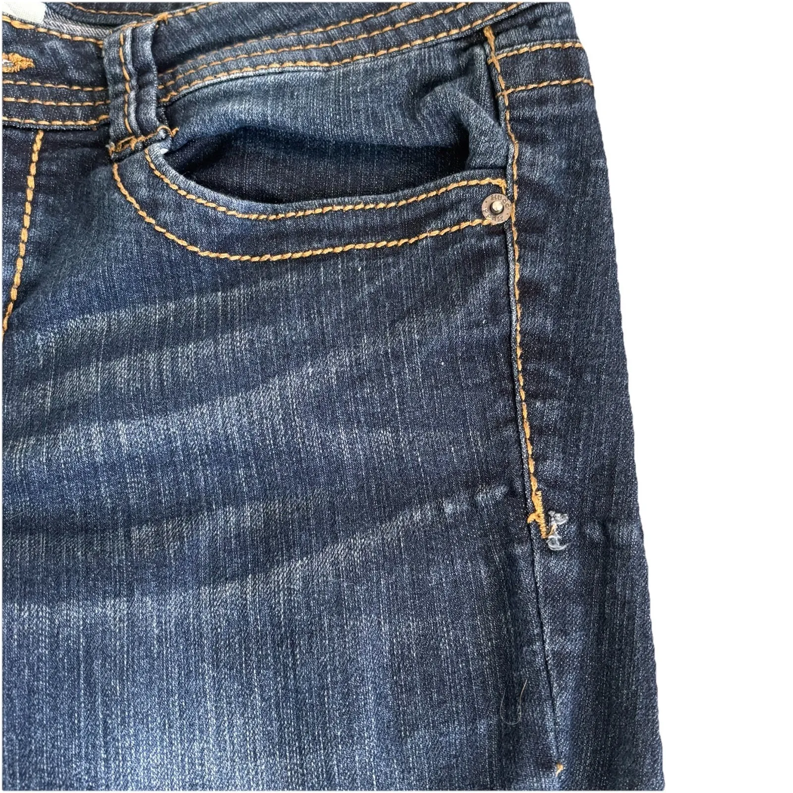 Vtg Mudd Jeans Women's Sz 7 Small Flare Bootcut Low Rise Stretch Dark Wash Y2K - Image 7