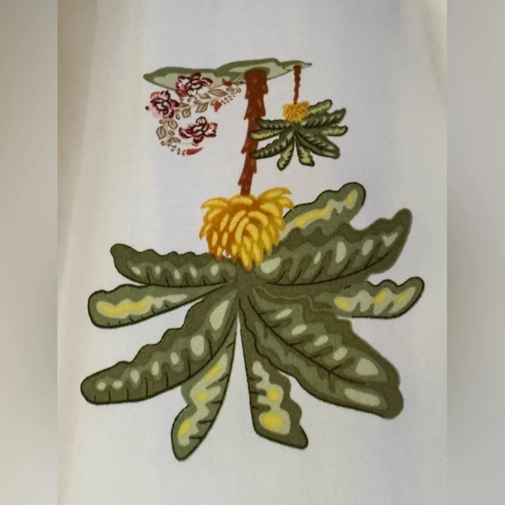 Maison d'Amelie Paris Palm Blouse Top Button Long Sleeve Tropical MEDIUM NWOT Green - Image 5