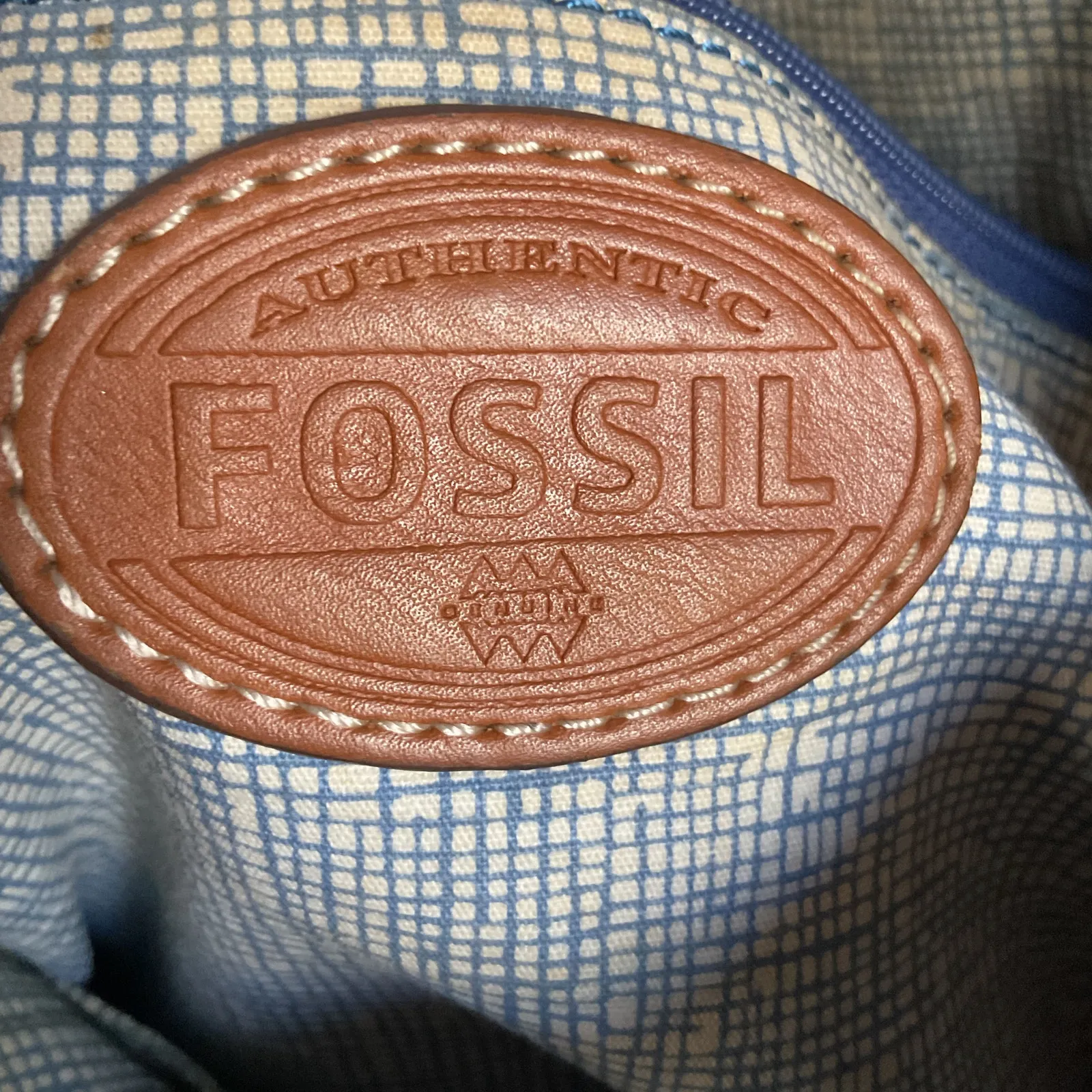 Fossil Multicolor Geometric Crossbody Satchel Bag Leather Trim - Image 10