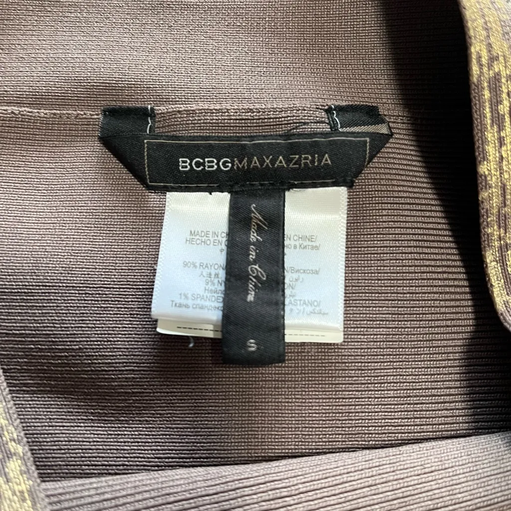 BCBGMaxAzria Foil Gold Bandage Knit Bodycon Skirt Designer Women’s Sz S EUC - Image 5