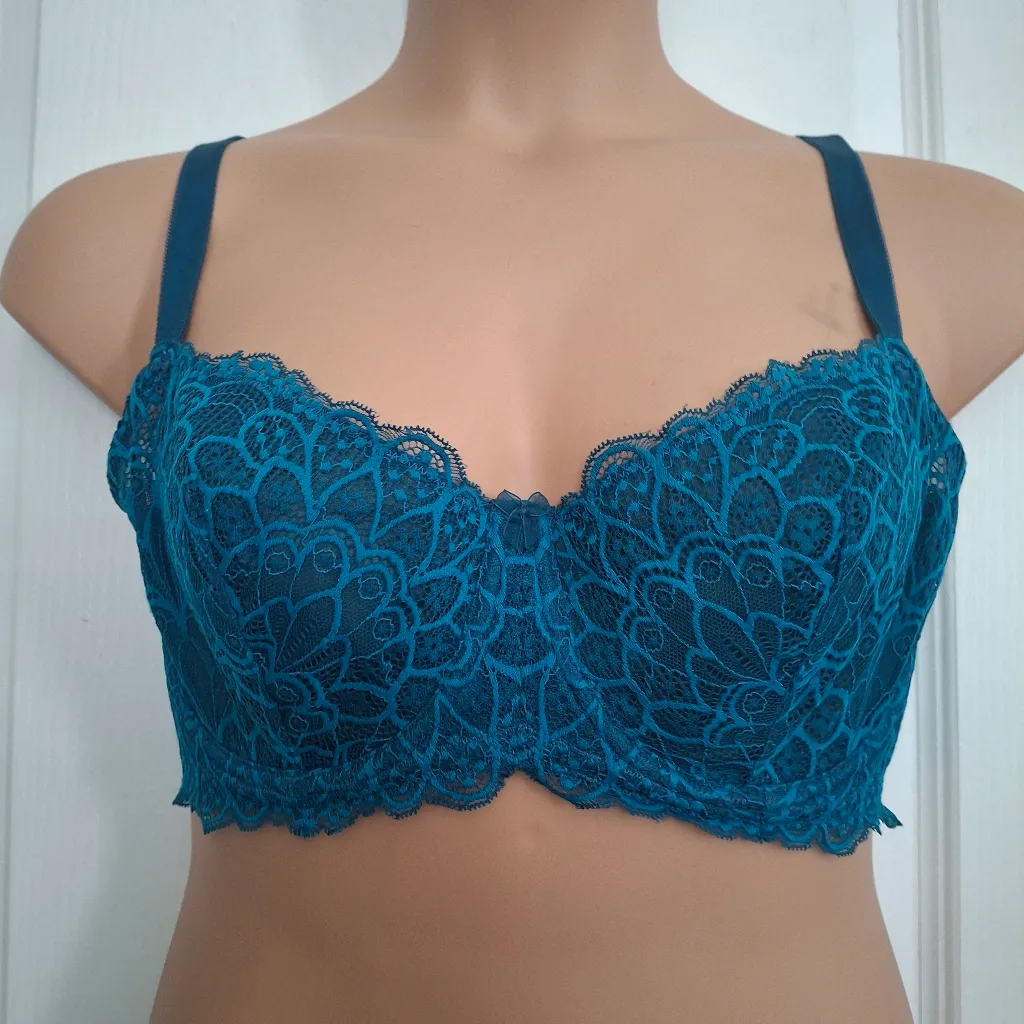 Torrid Curve 38DD Elegant Teal Lace Bra Blue Size 38 E / DD - Image 5