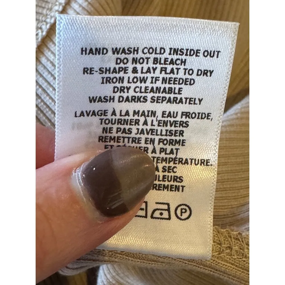 The Range Shirt Women XS Beige Mushroom Mass Rib Knit Carved Turtleneck Top Sexy - Image 11