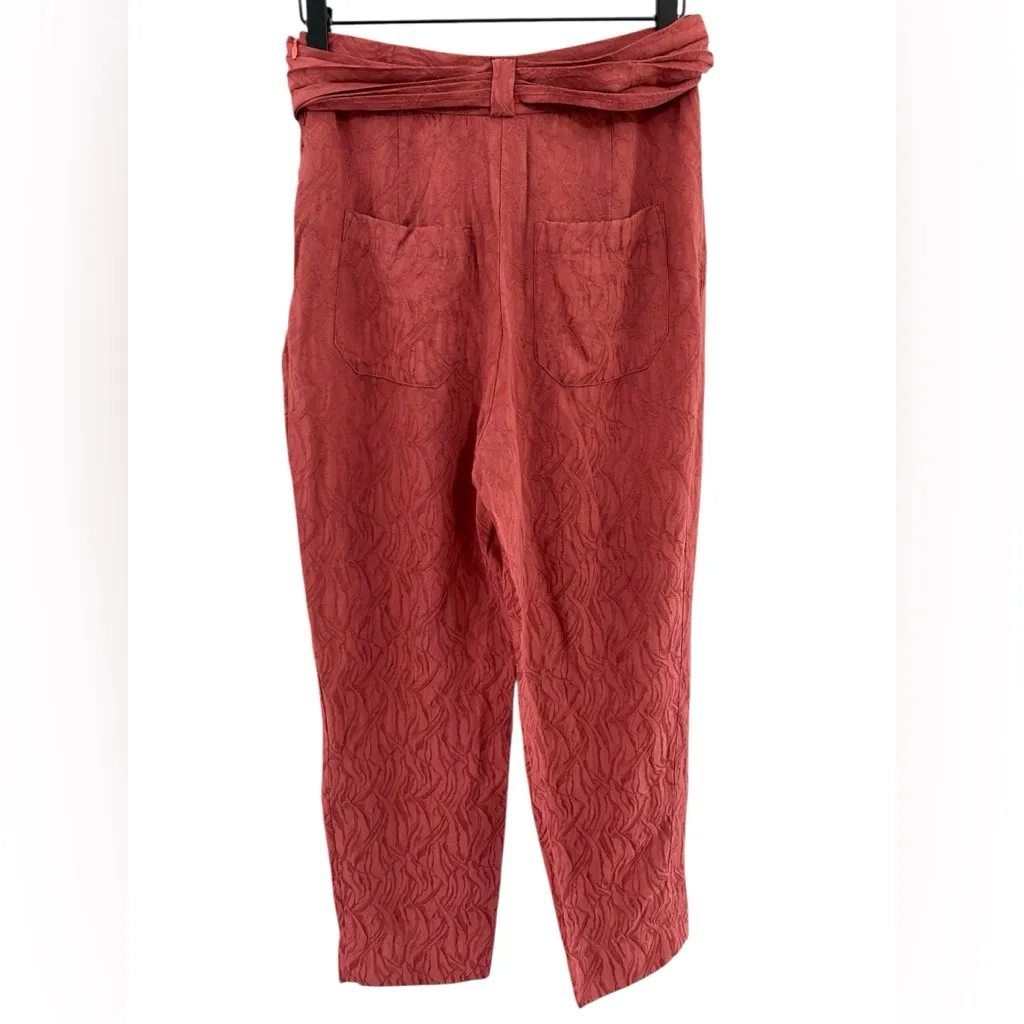 Anthropologie‎ EttTwa Aubade Mauve Tie Waist High Rise Textured Cropped Pants 4 - Image 5
