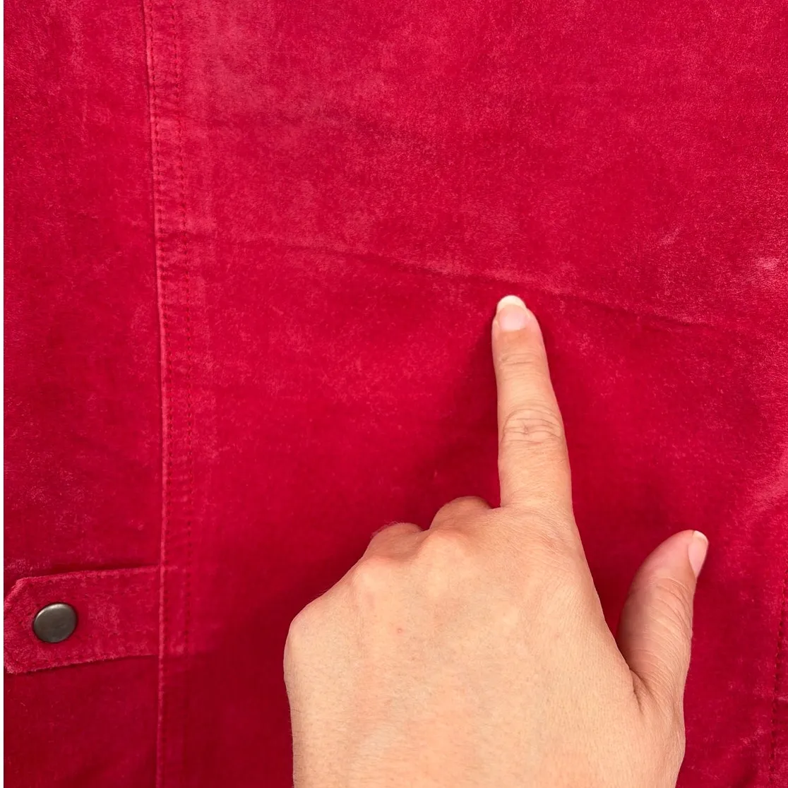 Coldwater Creek Suede Jacket Sz M Red Y2K BOho Western Snaps Academia Festival - Image 6