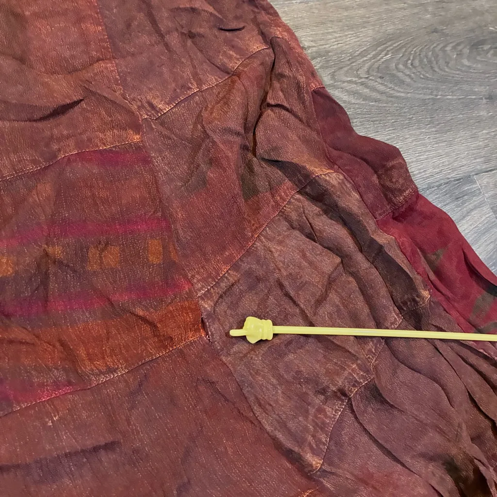 Vintage Creative Clothing Maroon Dark Red Patchwork Skirt Size Medium - Image 9