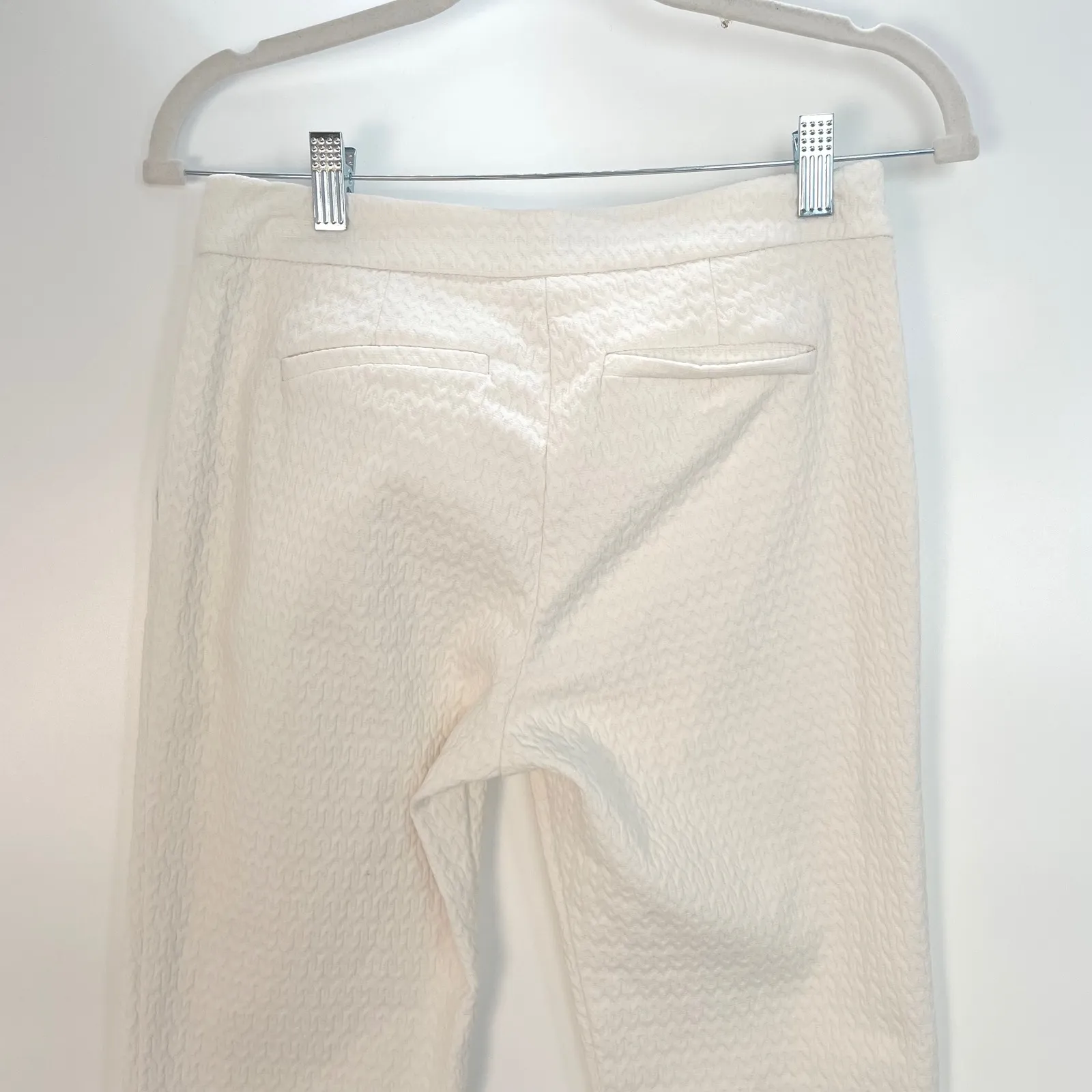 Trina Turk Women's White Textured Cotton Blend Slim Ankle Pants Size‎ 0 - Image 10