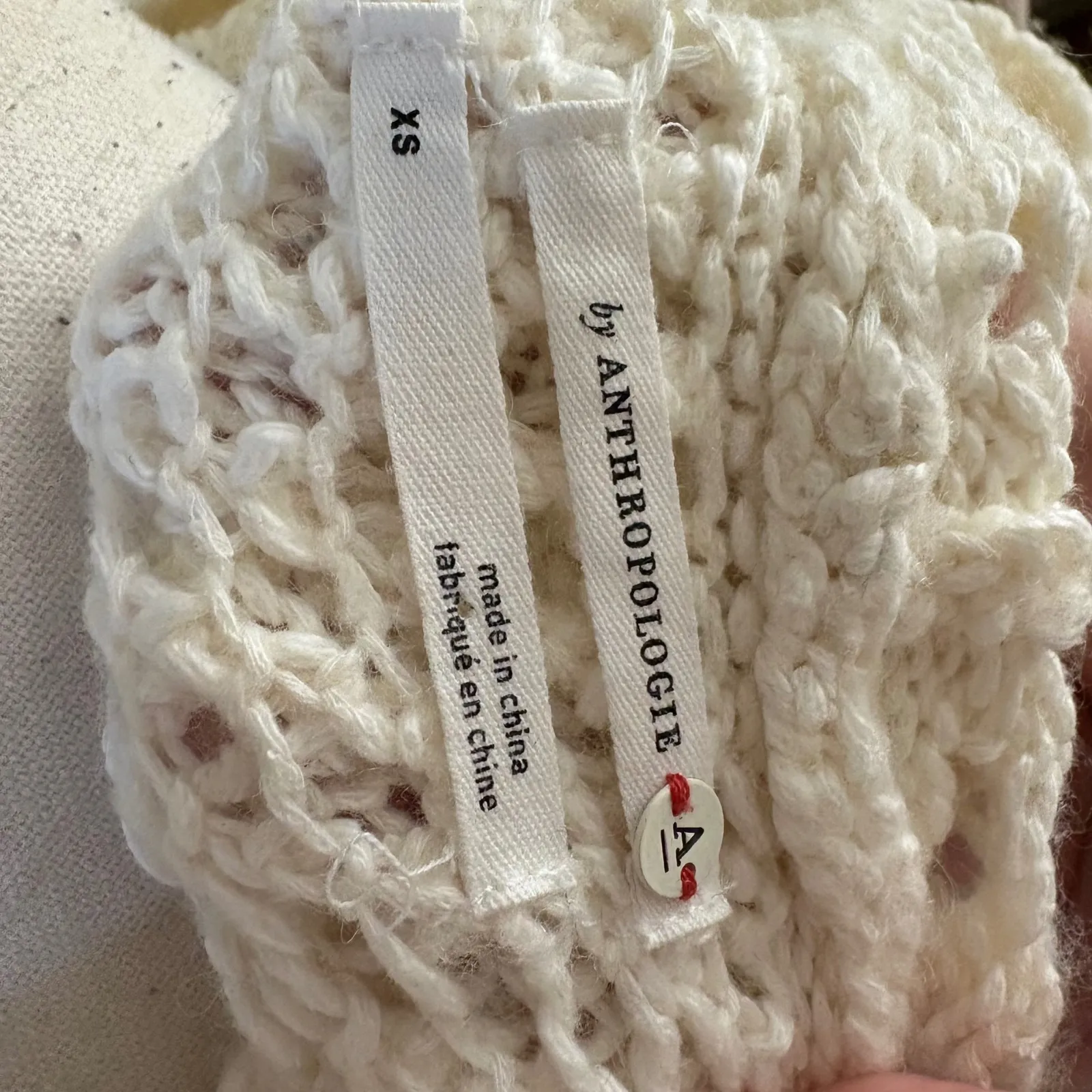 ANTHROPOLOGY Hooded Knit Sweater in ivory Size XS - Image 5