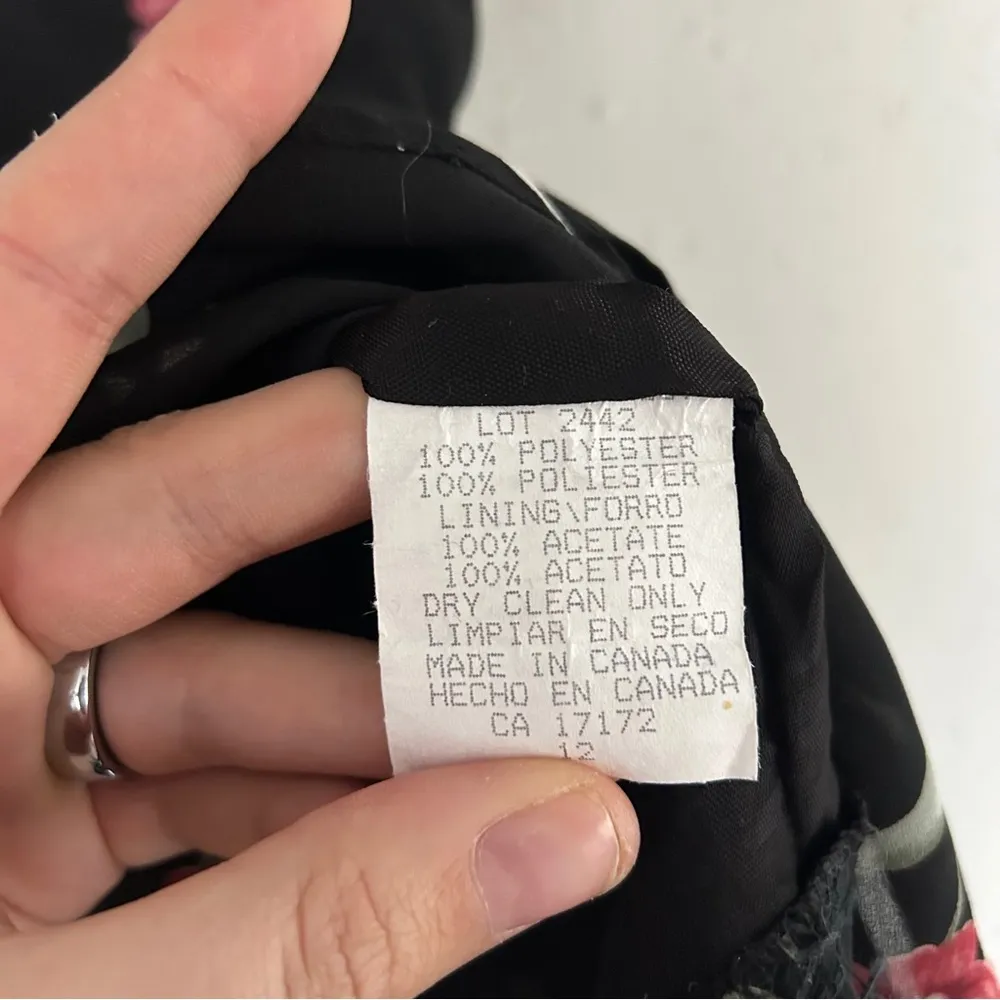 Randi May Vintage Black Red Floral Ruffle Mini Dress Tunic Casual 12 - Image 3