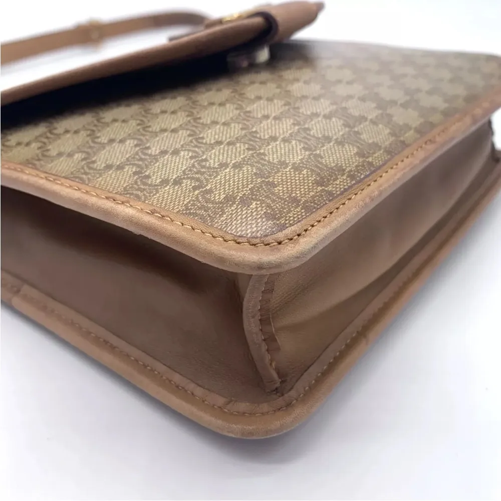 CELINE • Vintage Macadam Triomphe canvas and leather shoulder bag - Image 7