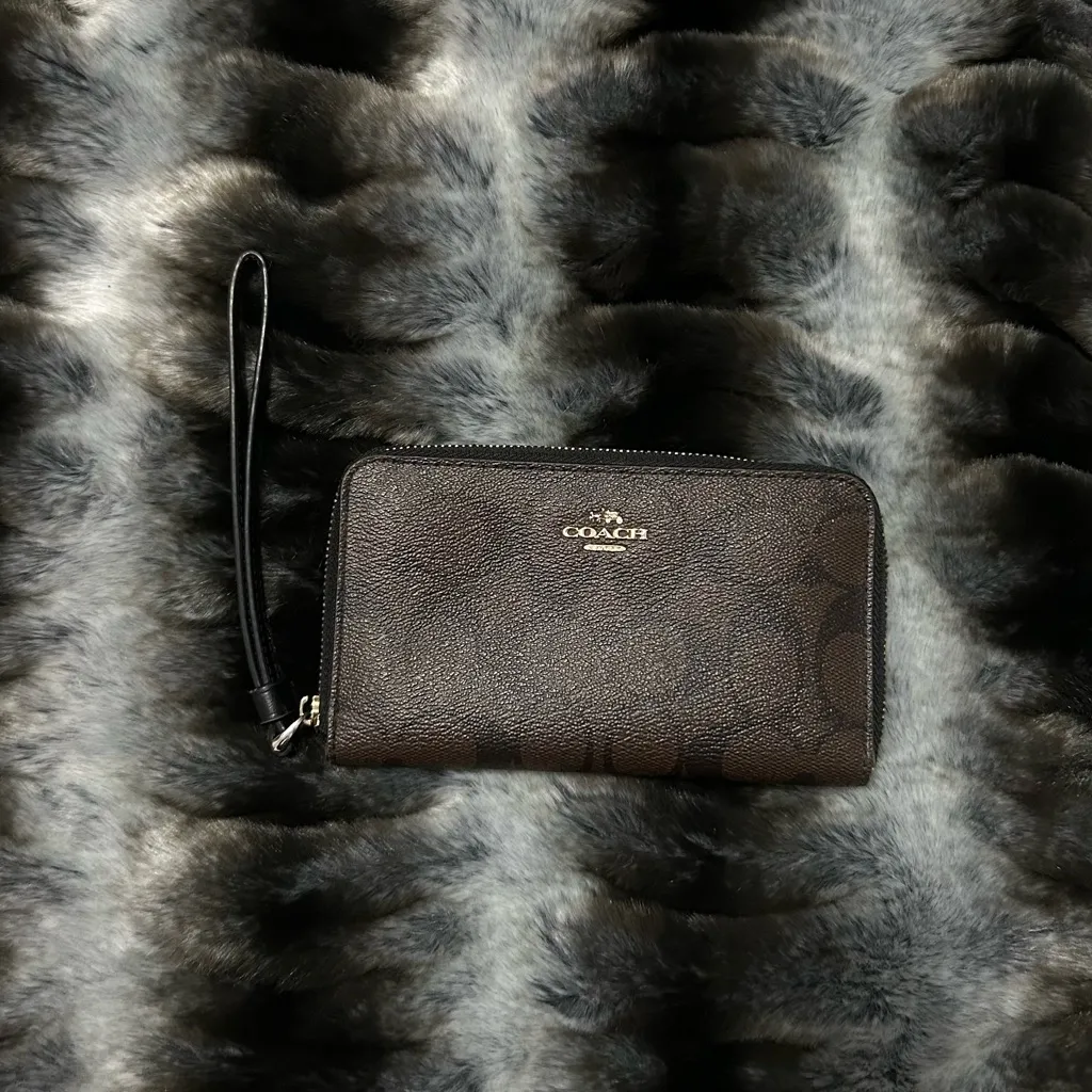 Coach Dark Brown Leather Wristlet - Image 2