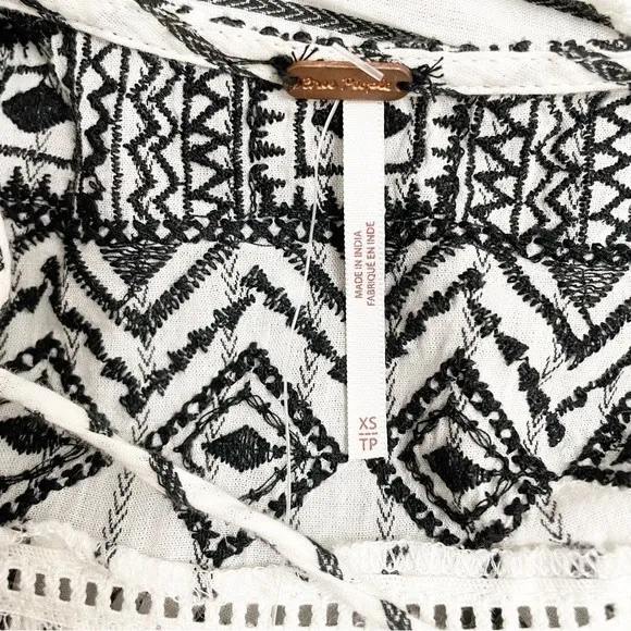 NWT Free People Lola Embroidered Black & White Oversized Mini Dress Size XS NEW - Image 12