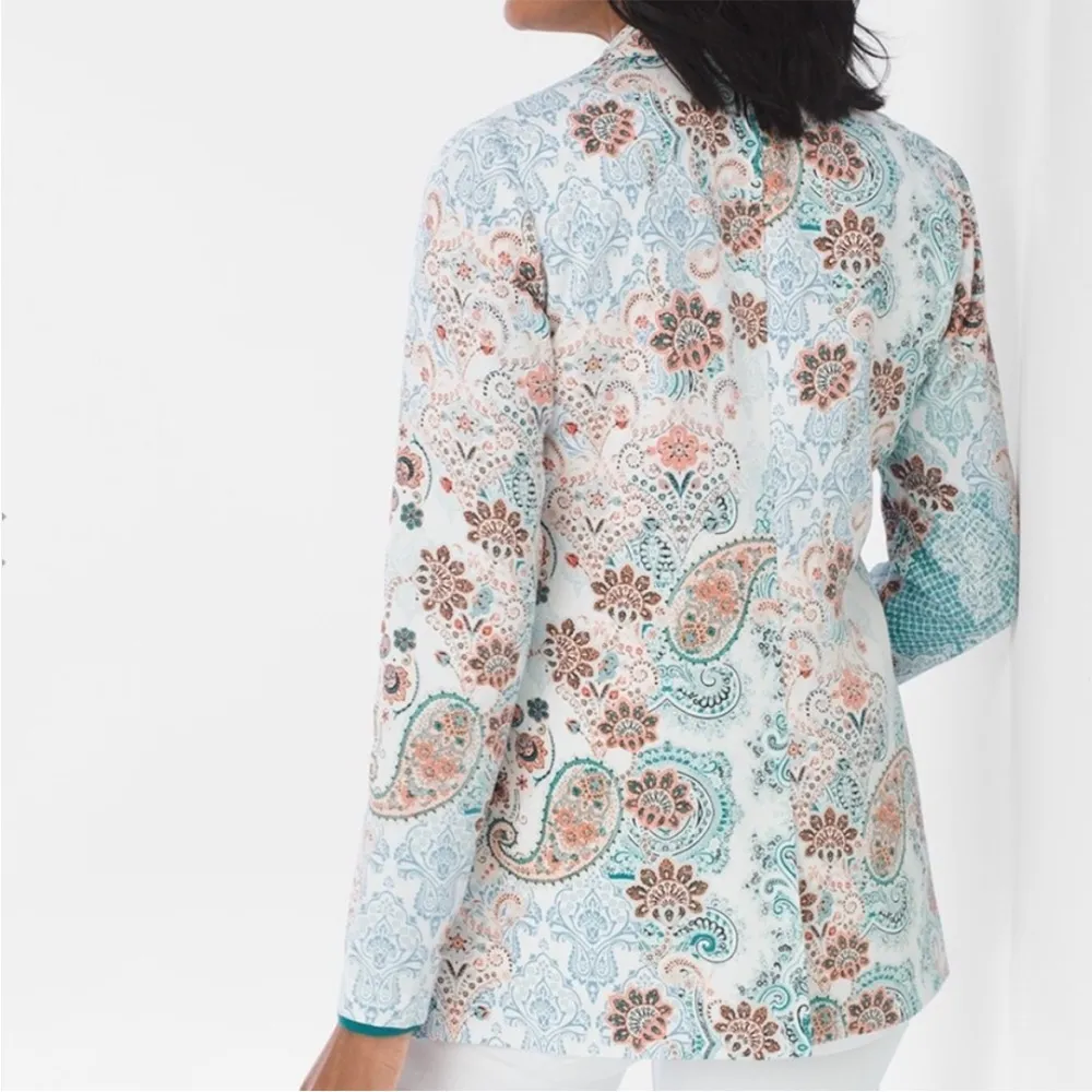 Like New Chicos Floral Twill Jacket Top Size Large - Image 3