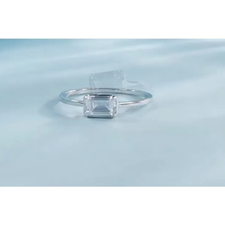 Emerald Cut Cz Ring |‎ Rhodium Sterling Silver - Image 13