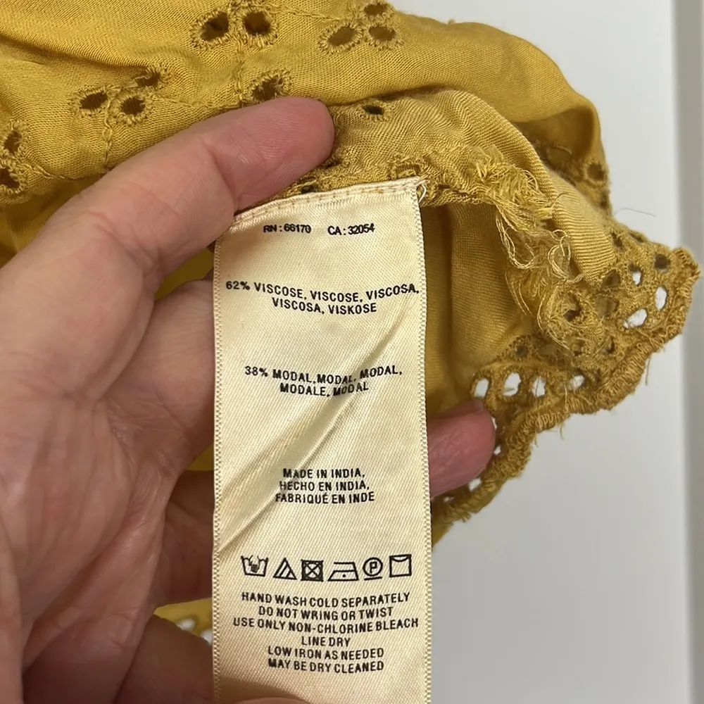 Vanessa Virginia Anthropologie Size 6 Yellow Eyelet Lace Swing Tank Top - Image 8