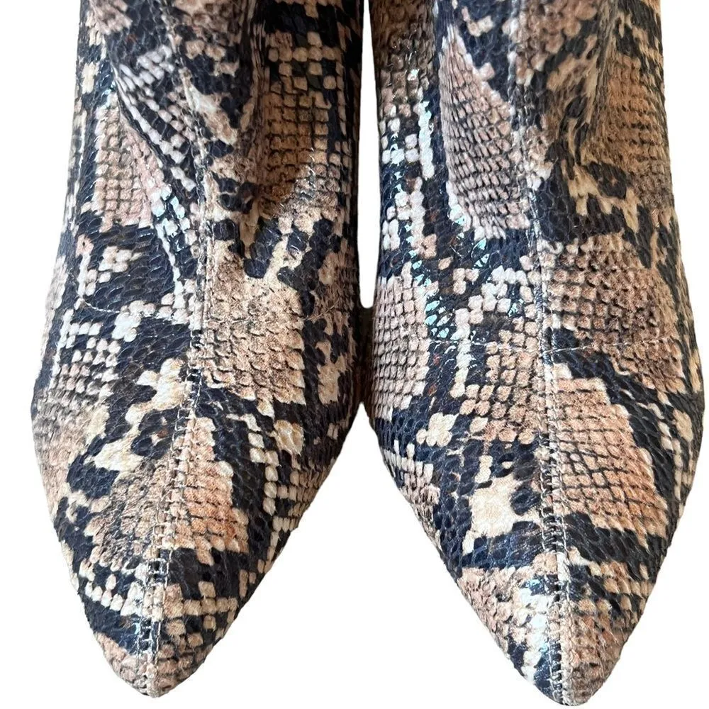 Public Desire Snakeskin Print Heeled Sock Booties - Image 7