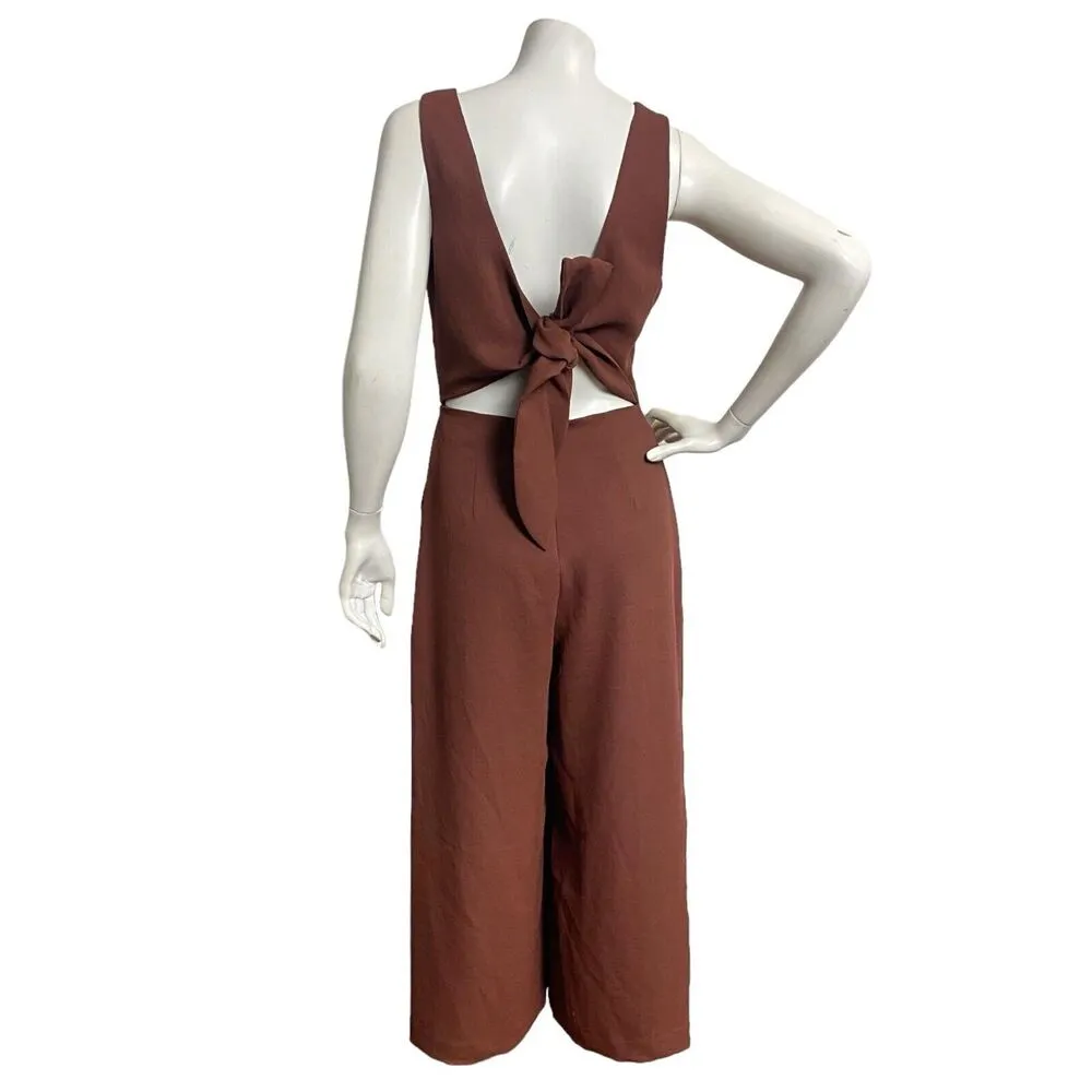 Wilfred Aritzia Rusty Brown Sleeveless Jumpsuit Womens Size 4 Polyester Tie Back - Image 5