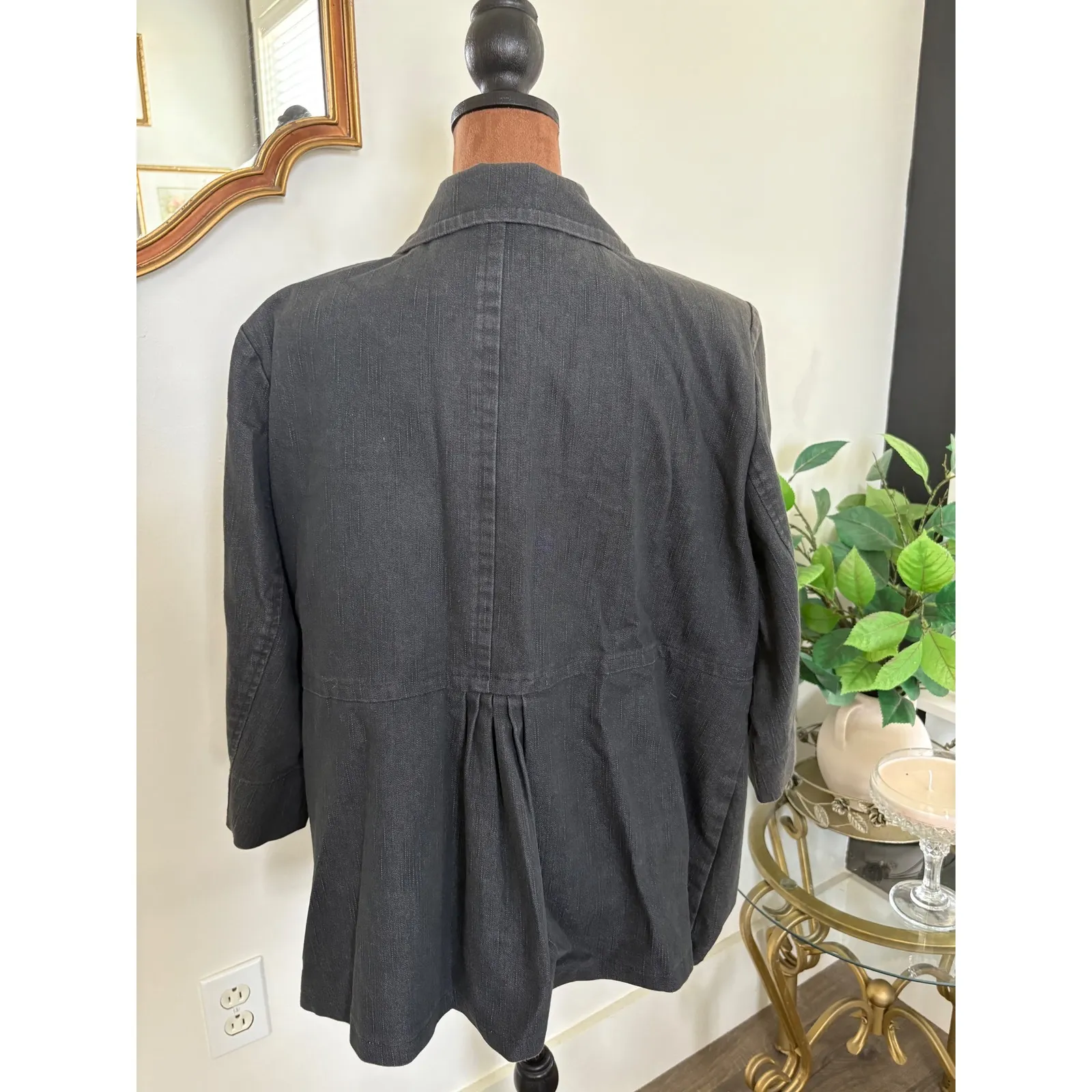 Avenue Plus Size Jacket, Women's Gray 3/4‎ Sleeve Button Down Coat - Image 4