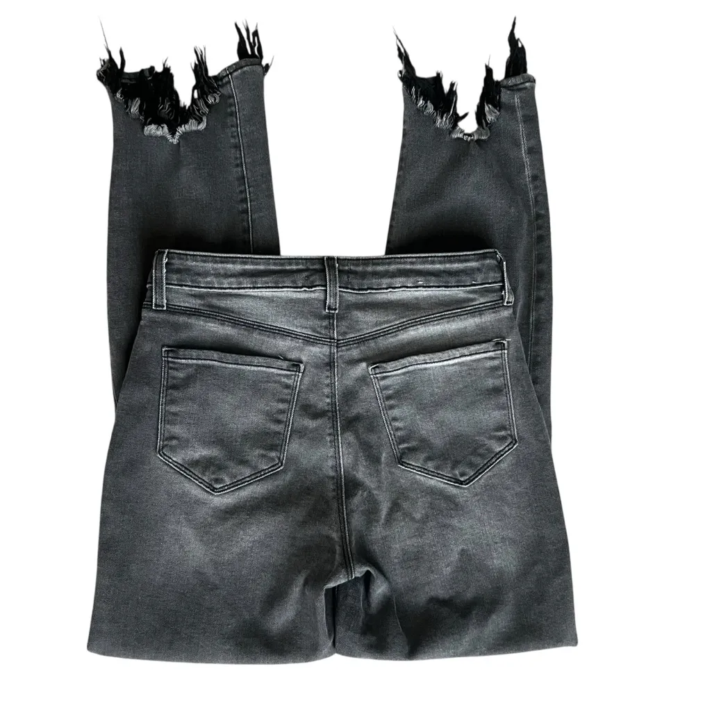 L’Agence Womens High Line Vintage Gray Distressed Cropped Raw Hem Slim Leg Jeans - Image 7