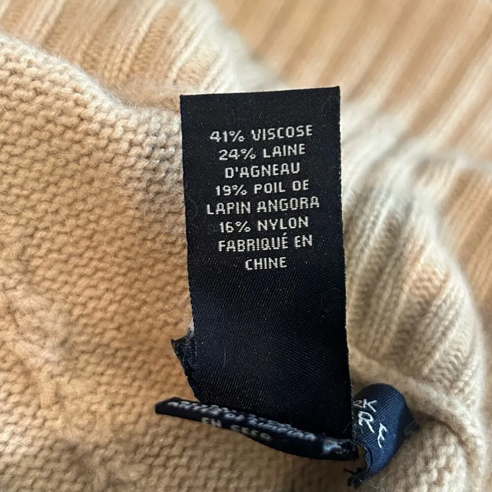 Jones New York Sweater Womens L Tan Angora Rabbit Lambs Wool Open Front Cardigan - Image 9